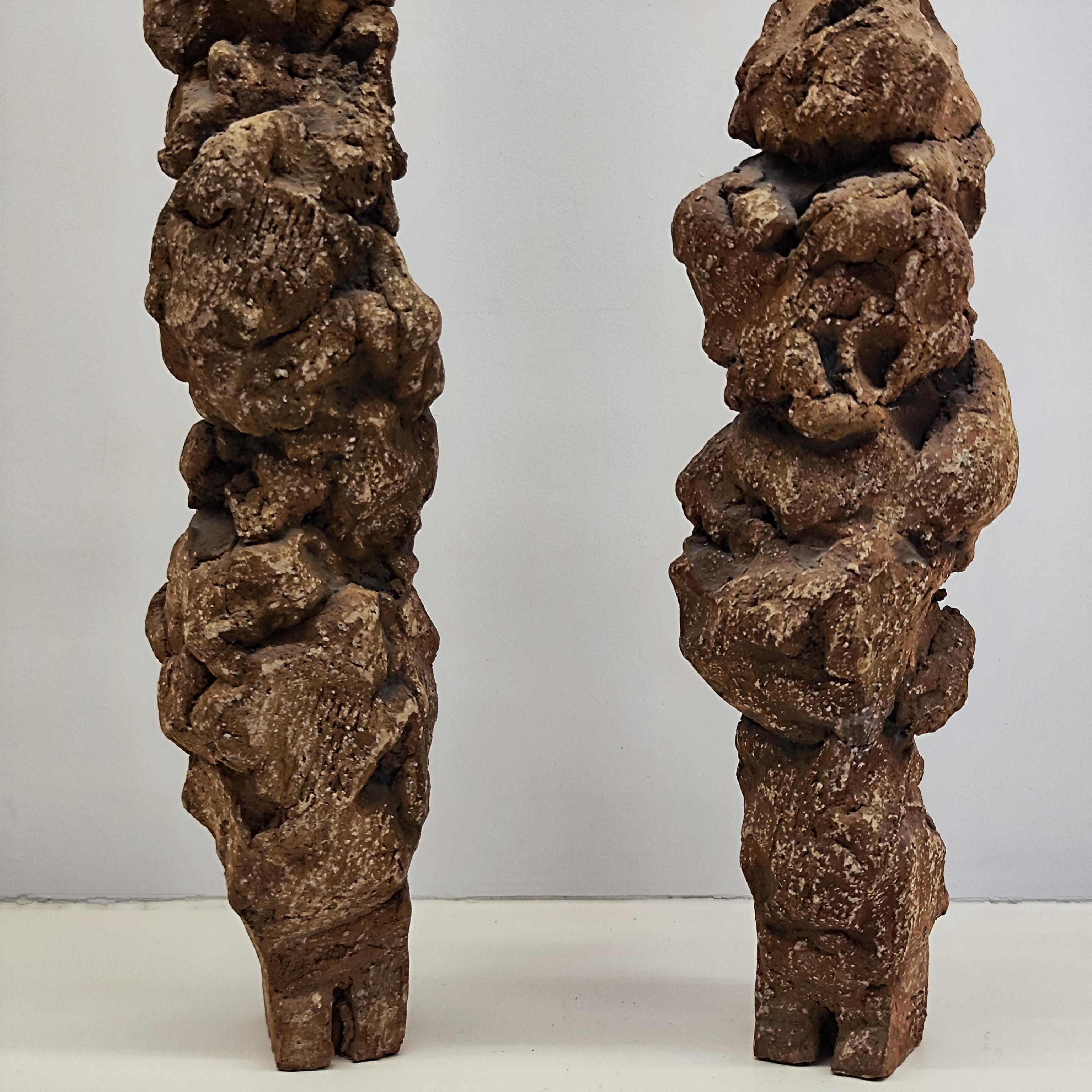 Sculture figurative in argilla a 2 camote nello stile di Jean Dubuffet, Francia anni '50 In condizioni discrete in vendita a Paris, FR