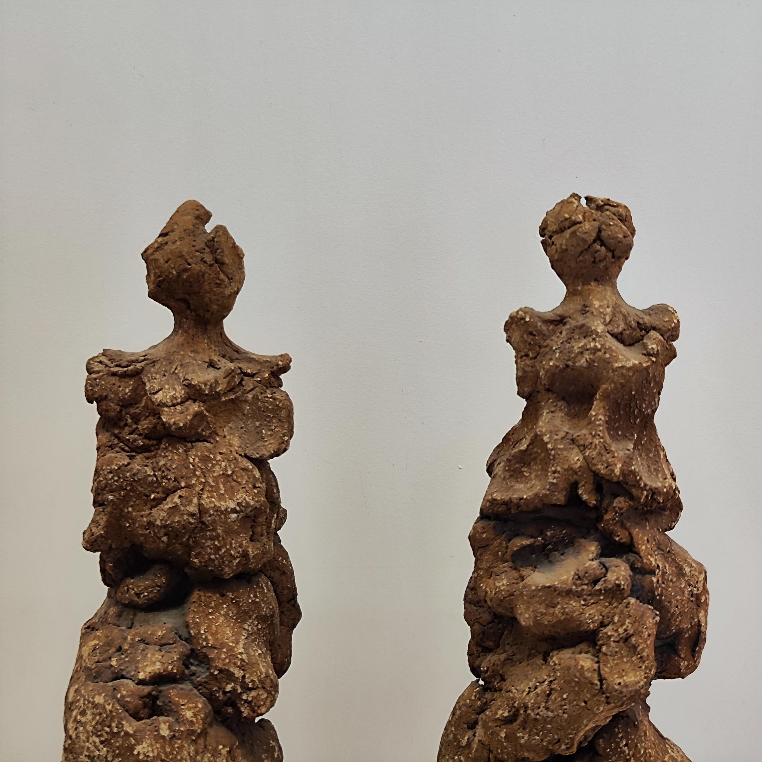 Ceramica Sculture figurative in argilla a 2 camote nello stile di Jean Dubuffet, Francia anni '50 in vendita