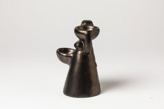 Figurative Mid-20th Century Black Ceramic Sculpture circa 1960 Woman Art