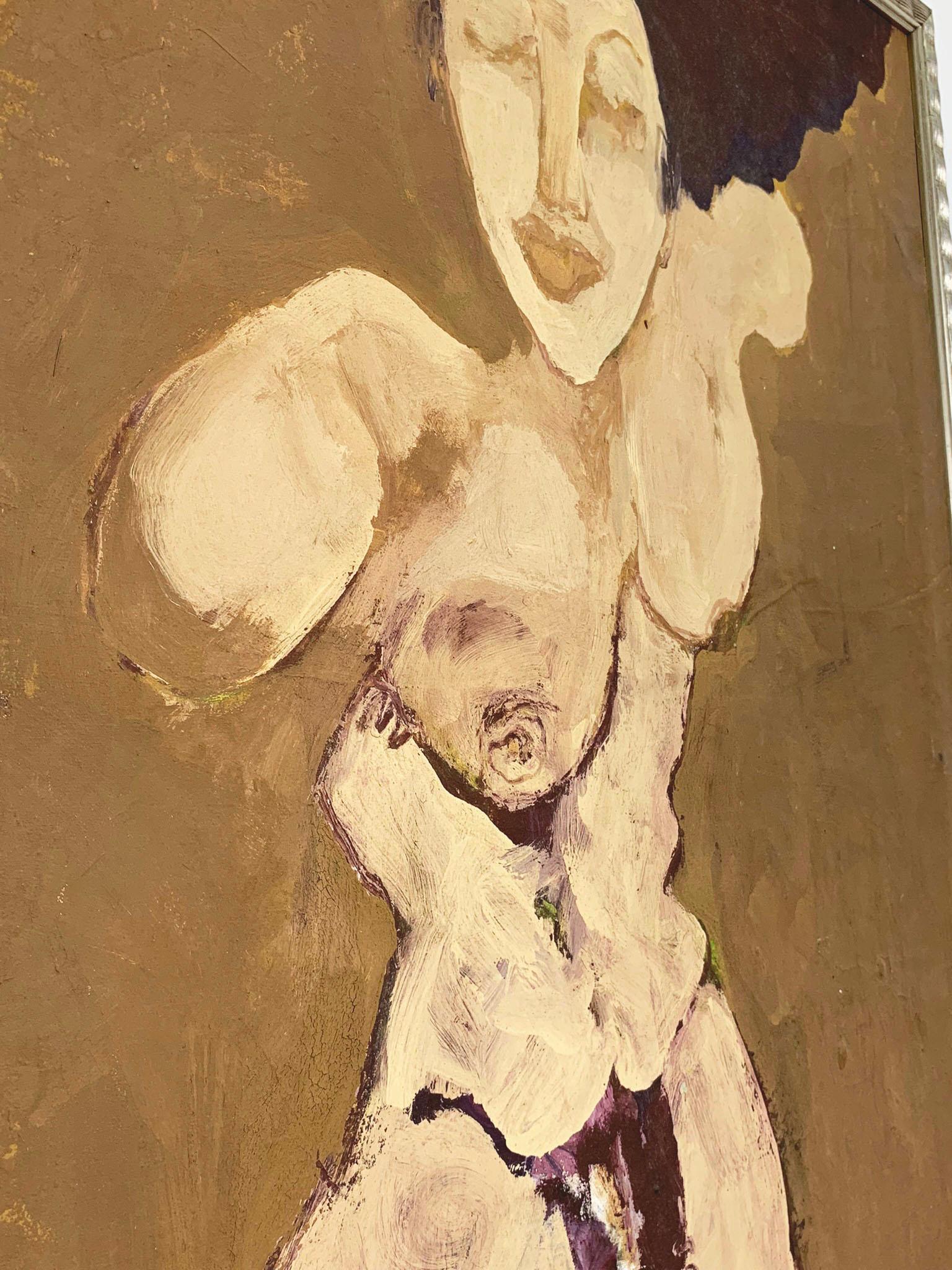 American Figurative Abstract Modernist Nude Oil Circa 1960s