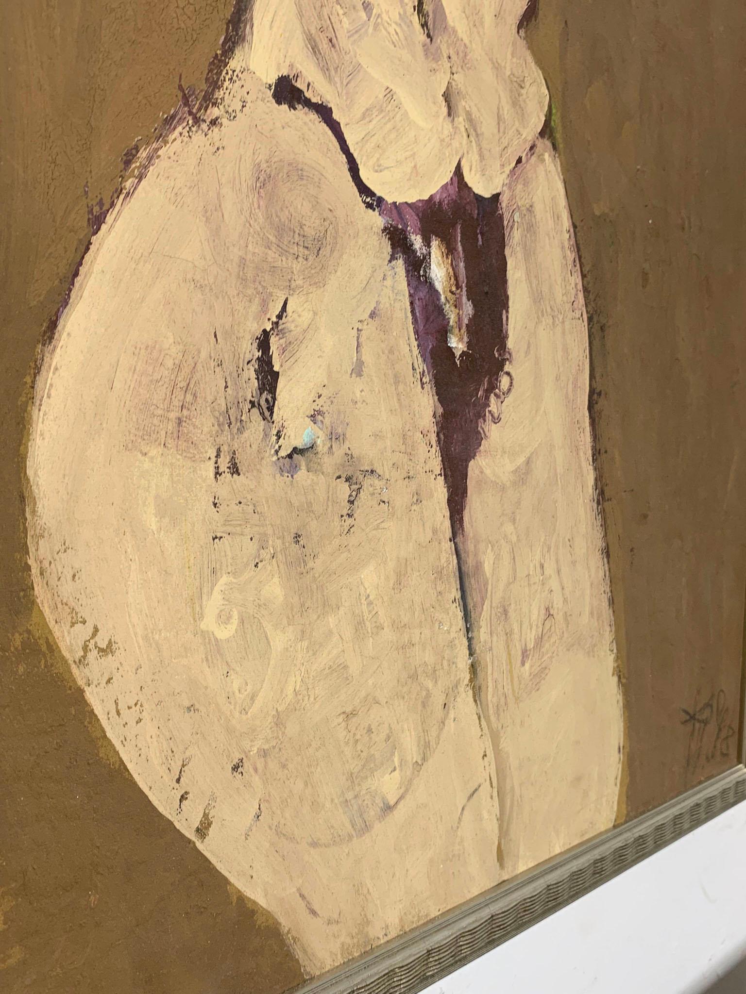 Figurative Abstract Modernist Nude Oil Circa 1960s In Good Condition In Peabody, MA