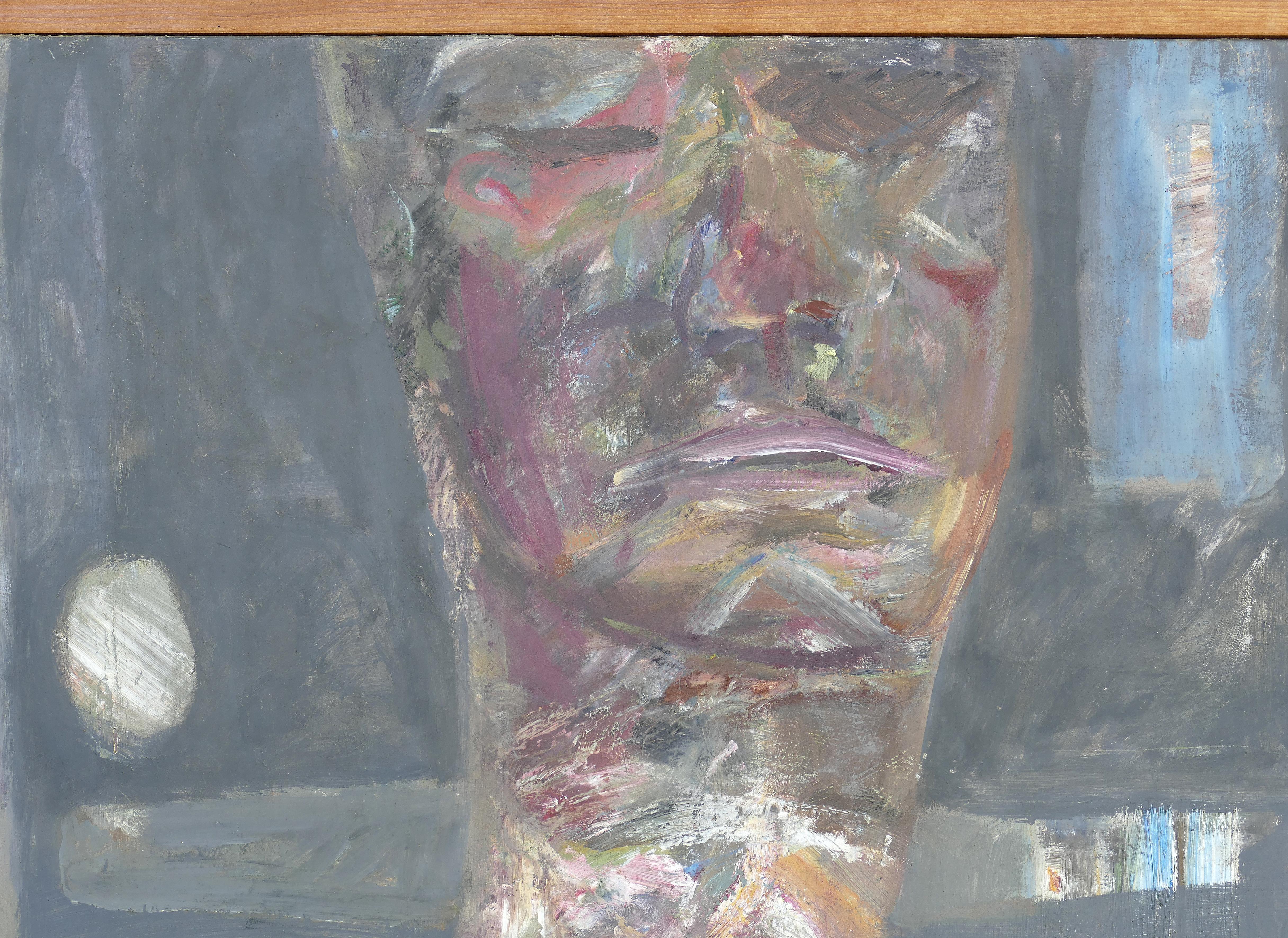 Peinture à l'huile abstraite figurative de Warren Fischer (1943-2001) intitulée 