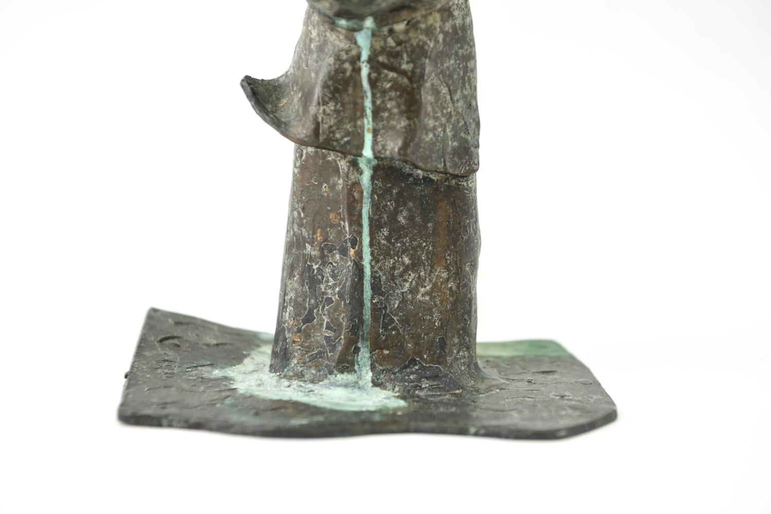 Cast Figurative Bronze Abstract Fish Seller Sculpture