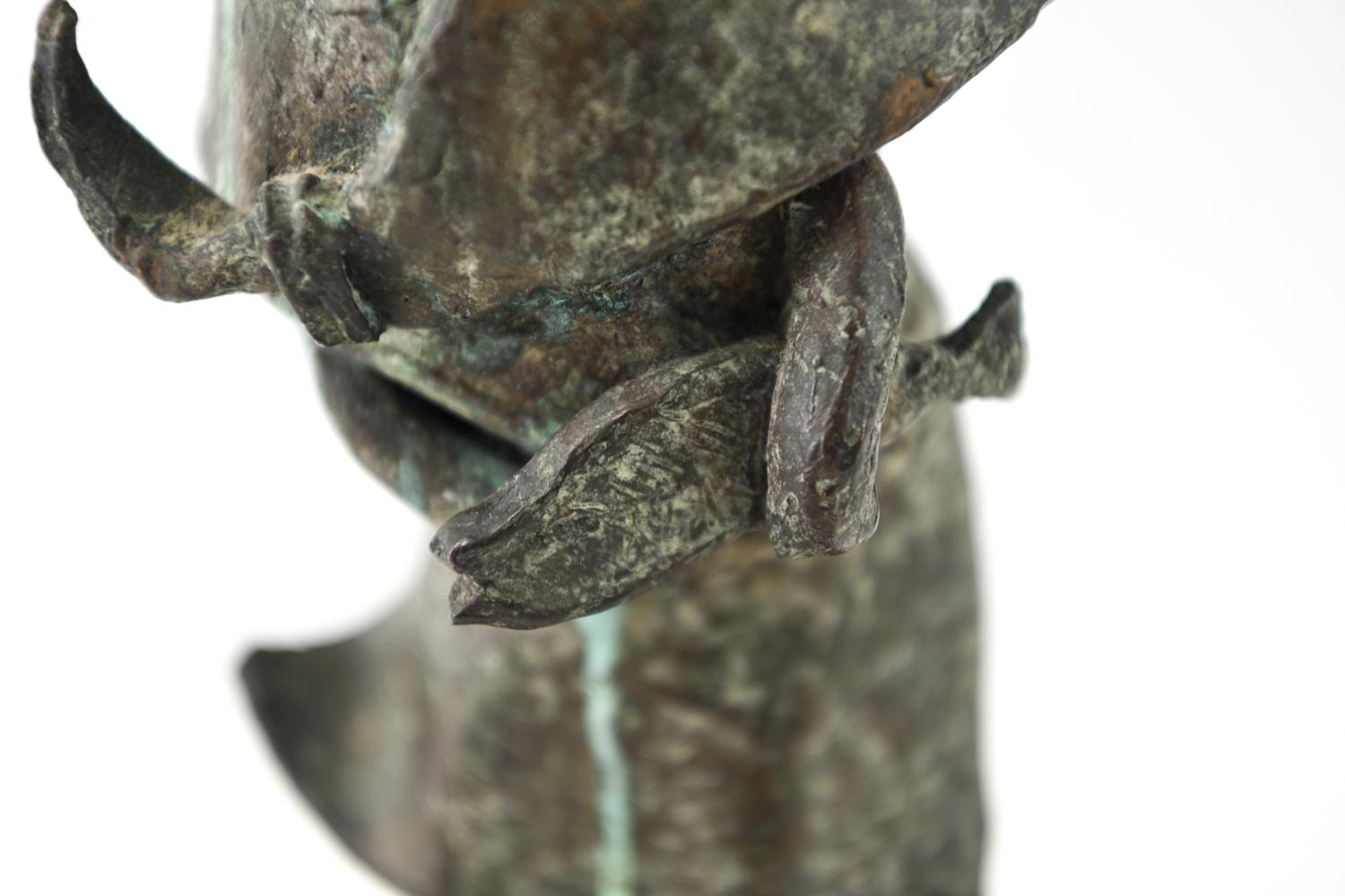 20th Century Figurative Bronze Abstract Fish Seller Sculpture