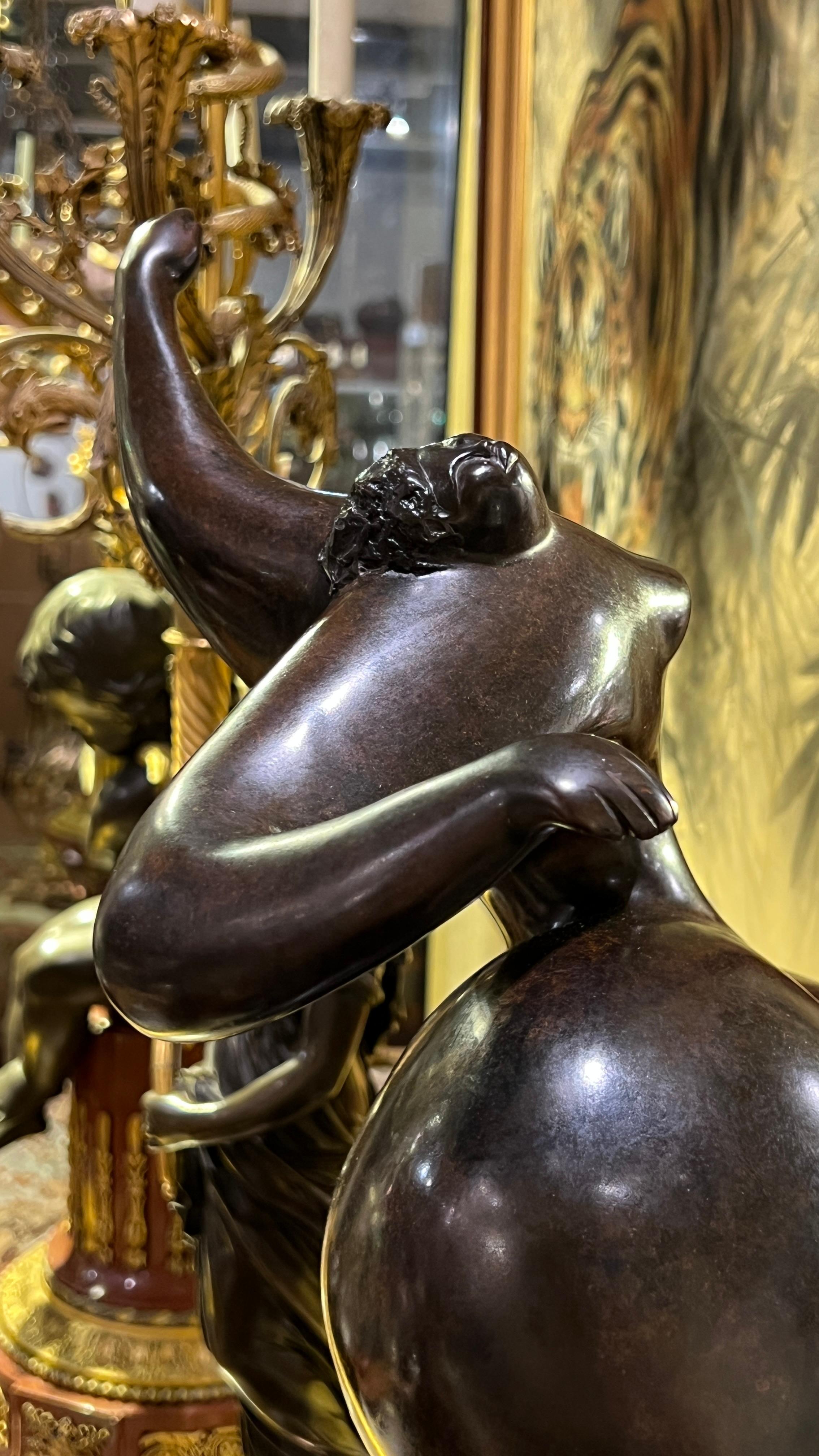 Patinated Figurative Bronze Sculpture by Françoise Abraham (French, 1962- ) For Sale
