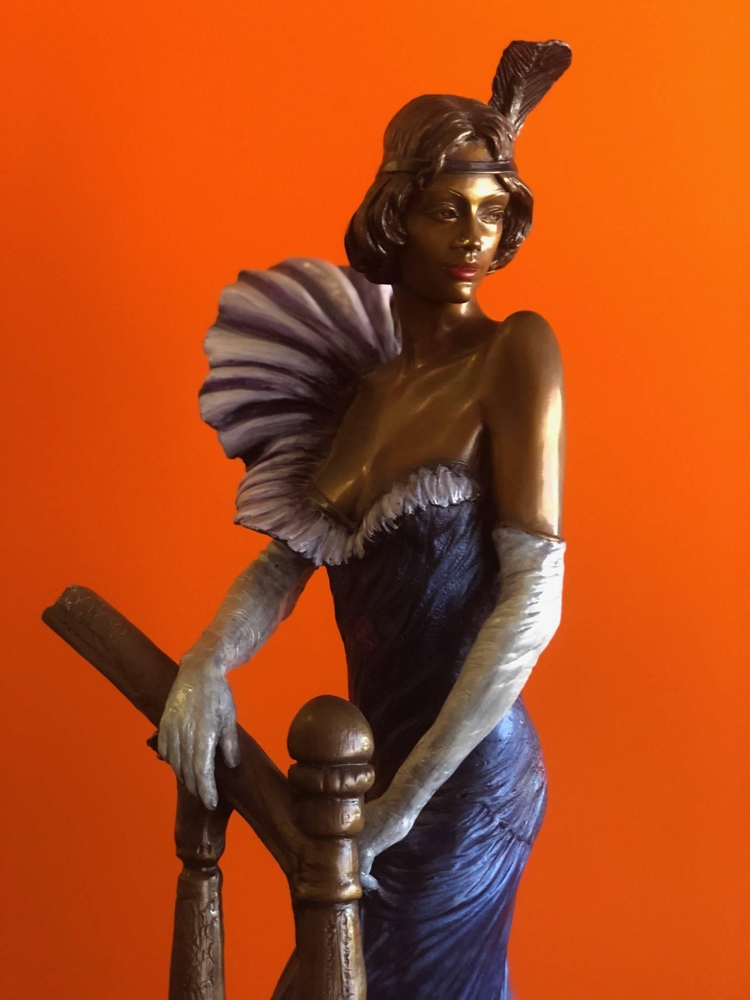 20th Century Figurative Bronze Sculpture with Hand-Painted Patina 