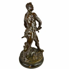 Figurative Bronze Statue Titled "Defense Du Foyer" by Adrien Gaudez