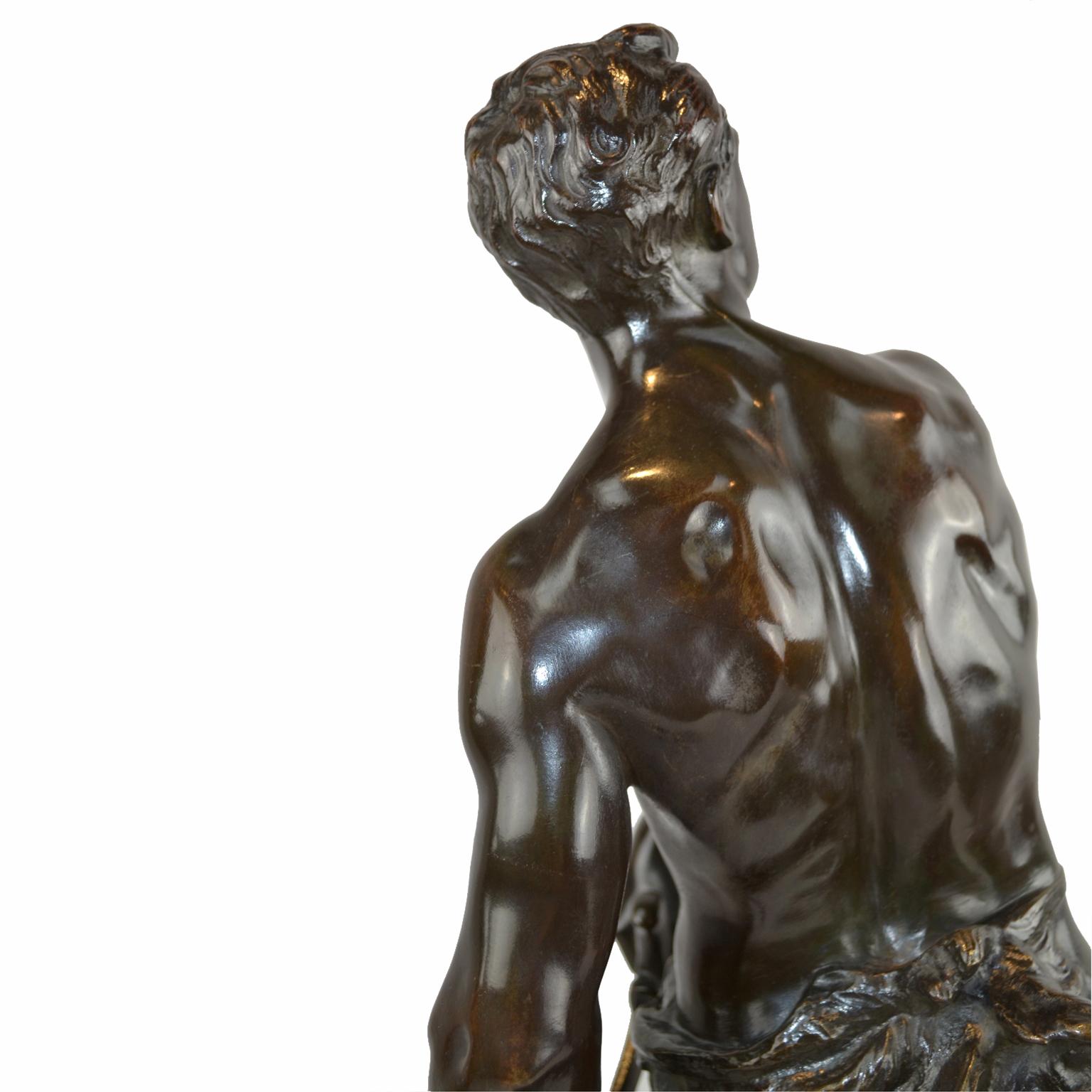Napoléon III Statue figurative en bronze intitulée « Défense du Foyer » par Adrien Gaudez