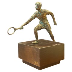 Figurative Bronze Tennis Player Sculpture by Curtis Jere for Artisan House