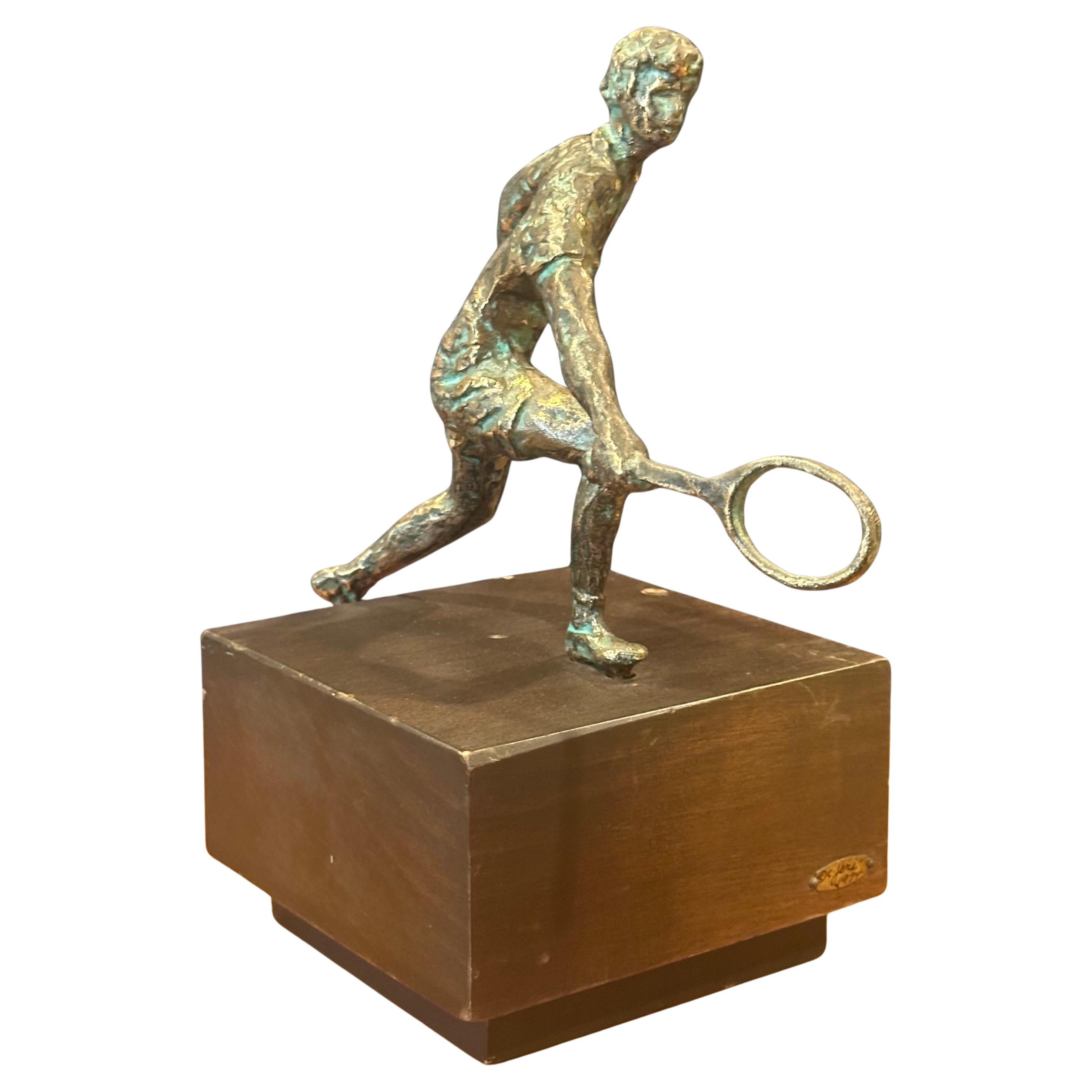 Figurative Bronze Tennis Player Sculpture by Curtis Jere for Artisan House For Sale