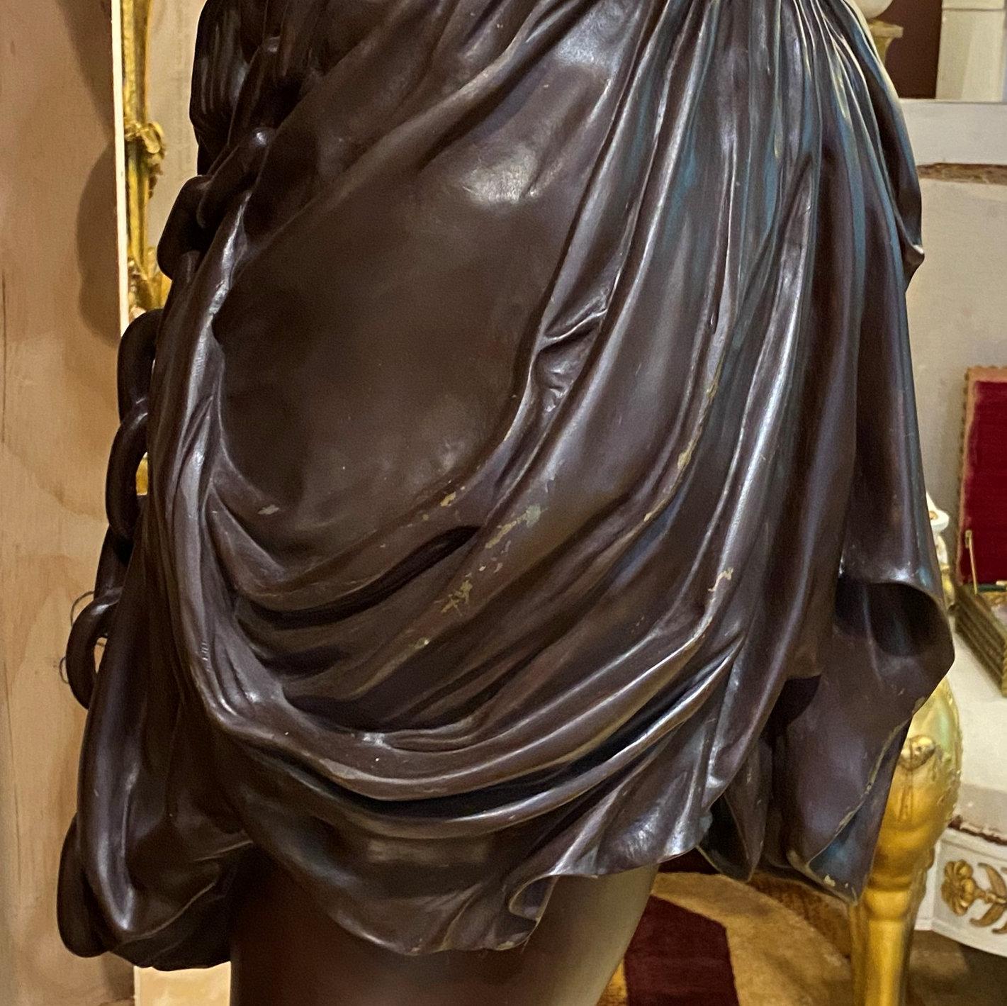 Life Size Orientalist Figurative Bronze Torchiere For Sale 7