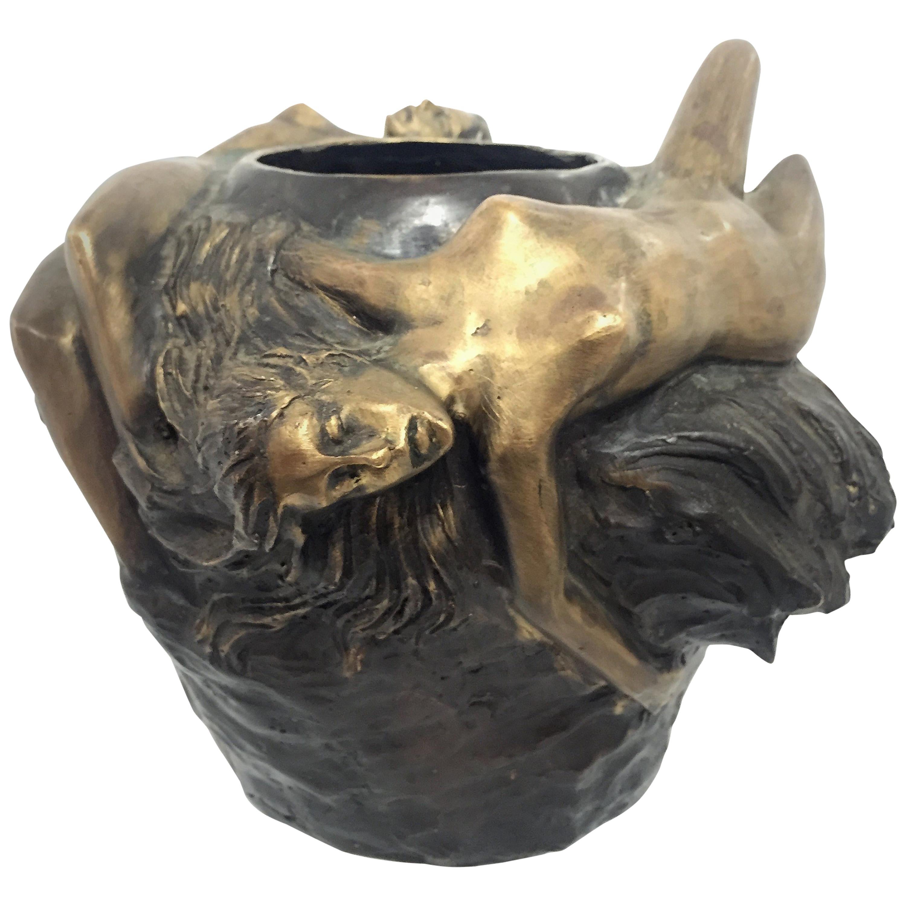 Figurative Cast Brass Cachepot