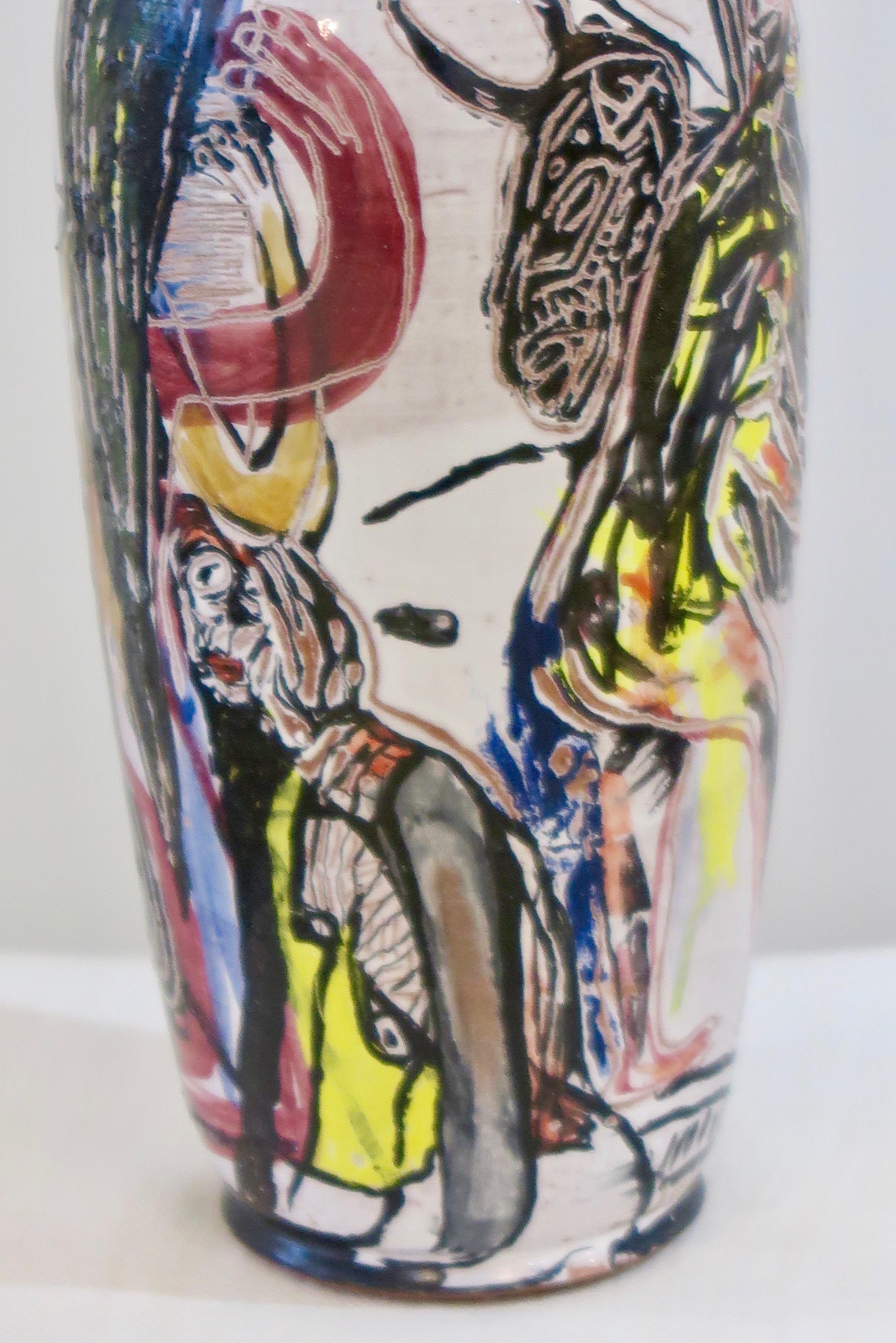 German Figurative Ceramic Vase by Annette Wanderer For Sale