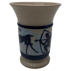 Figurative Ceramic Vase Depicting a Hunting Scene, circa 1930