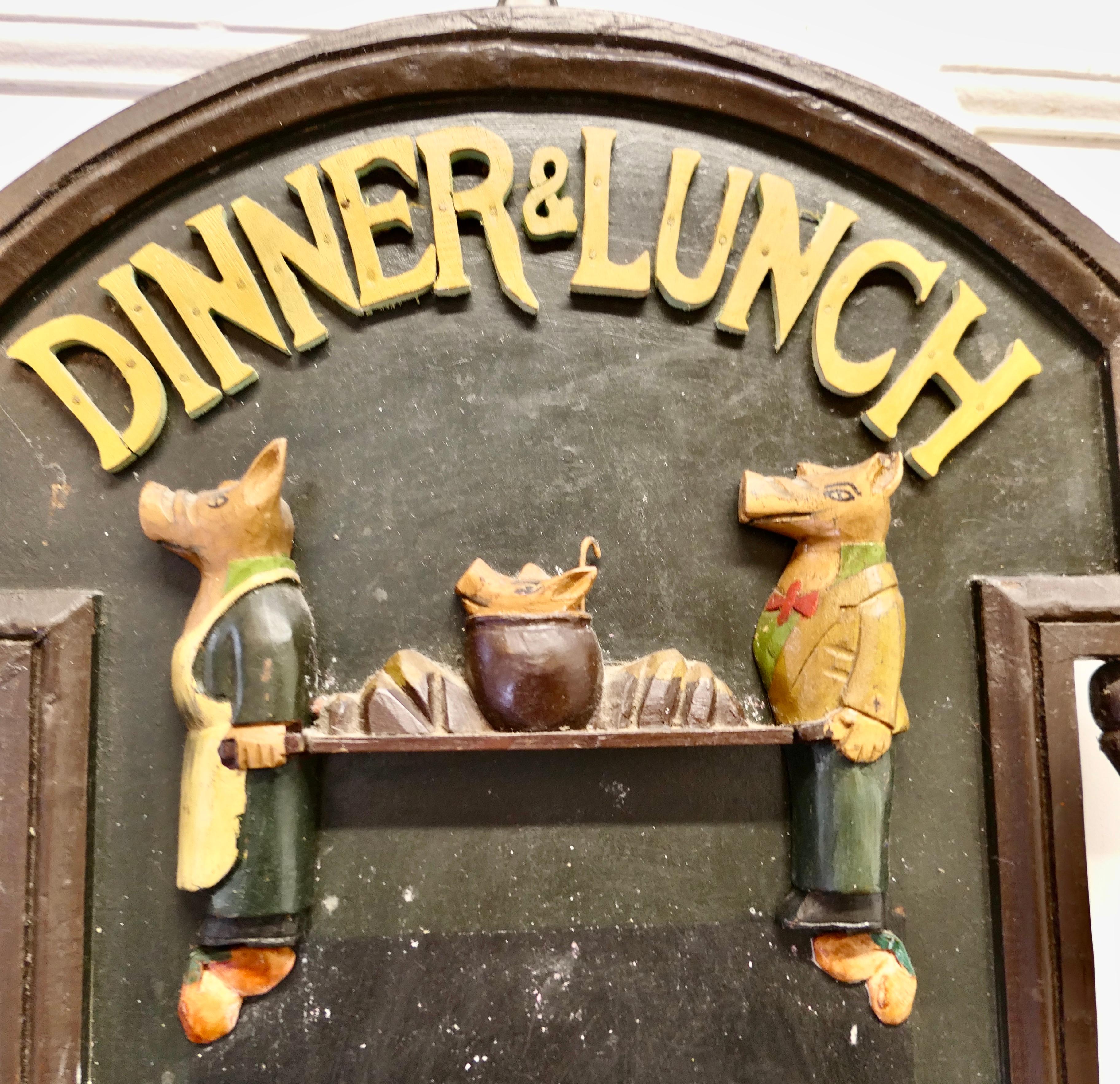 Tableau de menu de la charcuterie figurative pour le dîner et le déjeuner  

Une pièce très décorative sur le thème du porc, une pièce humoristique
Le tableau à l'en-tête attrayant comporte le tableau d'épingles MENU ou le tableau CHALK si vous