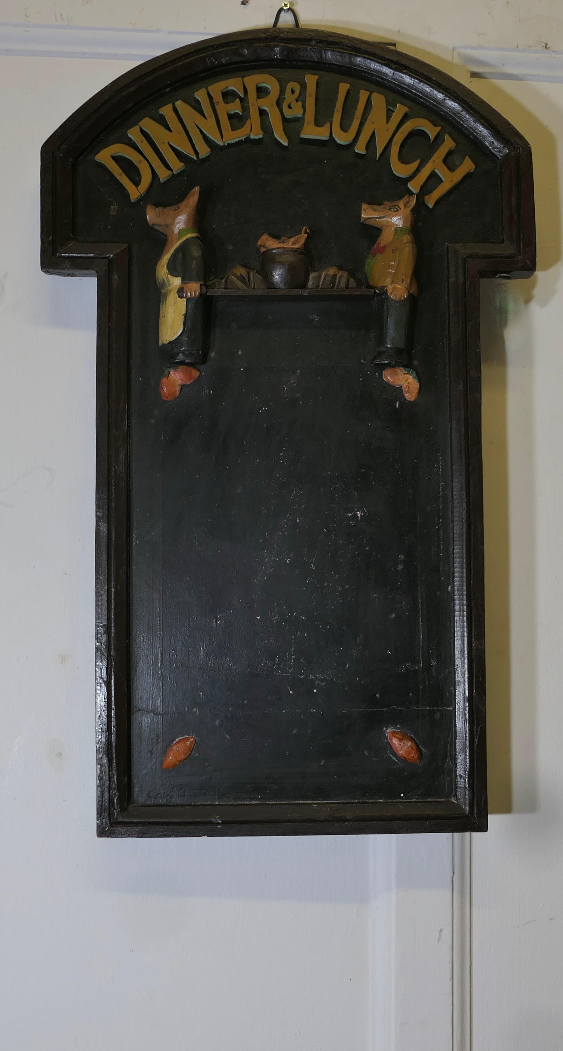 20ième siècle Tableau de menu de la charcuterie figurative pour le dîner et le déjeuner    Une pièce très décorative en vente