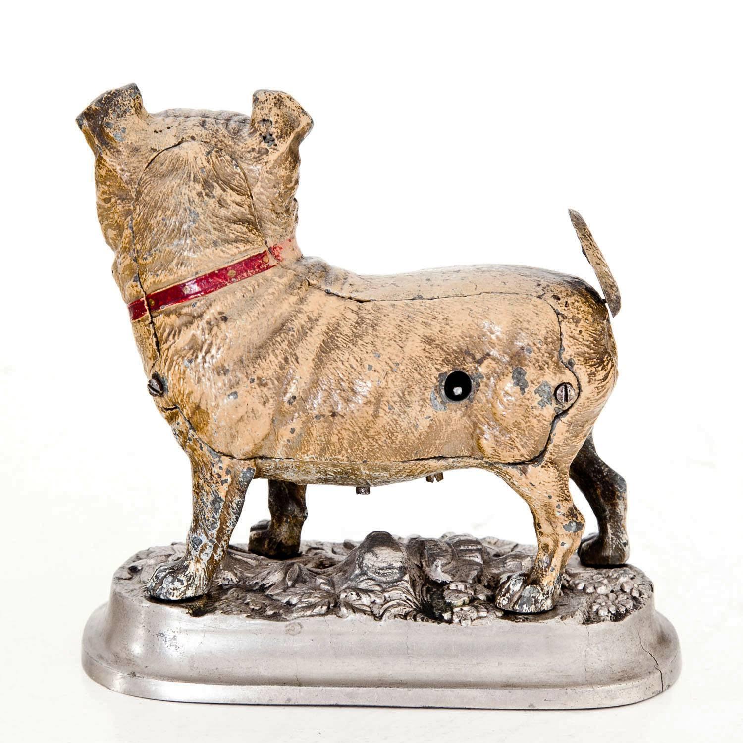 Metal Figurative Clock of a Pug Dog, Germany Late 19th Century