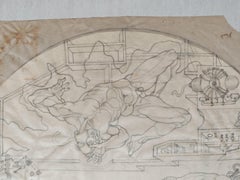 Figurative Composition with Mechanical Motifs, Pencil on Paper by Dusan Gakovic