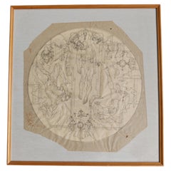 Figurative Composition with Mechanical Motifs, Pencil on Paper by Dusan Gakovic