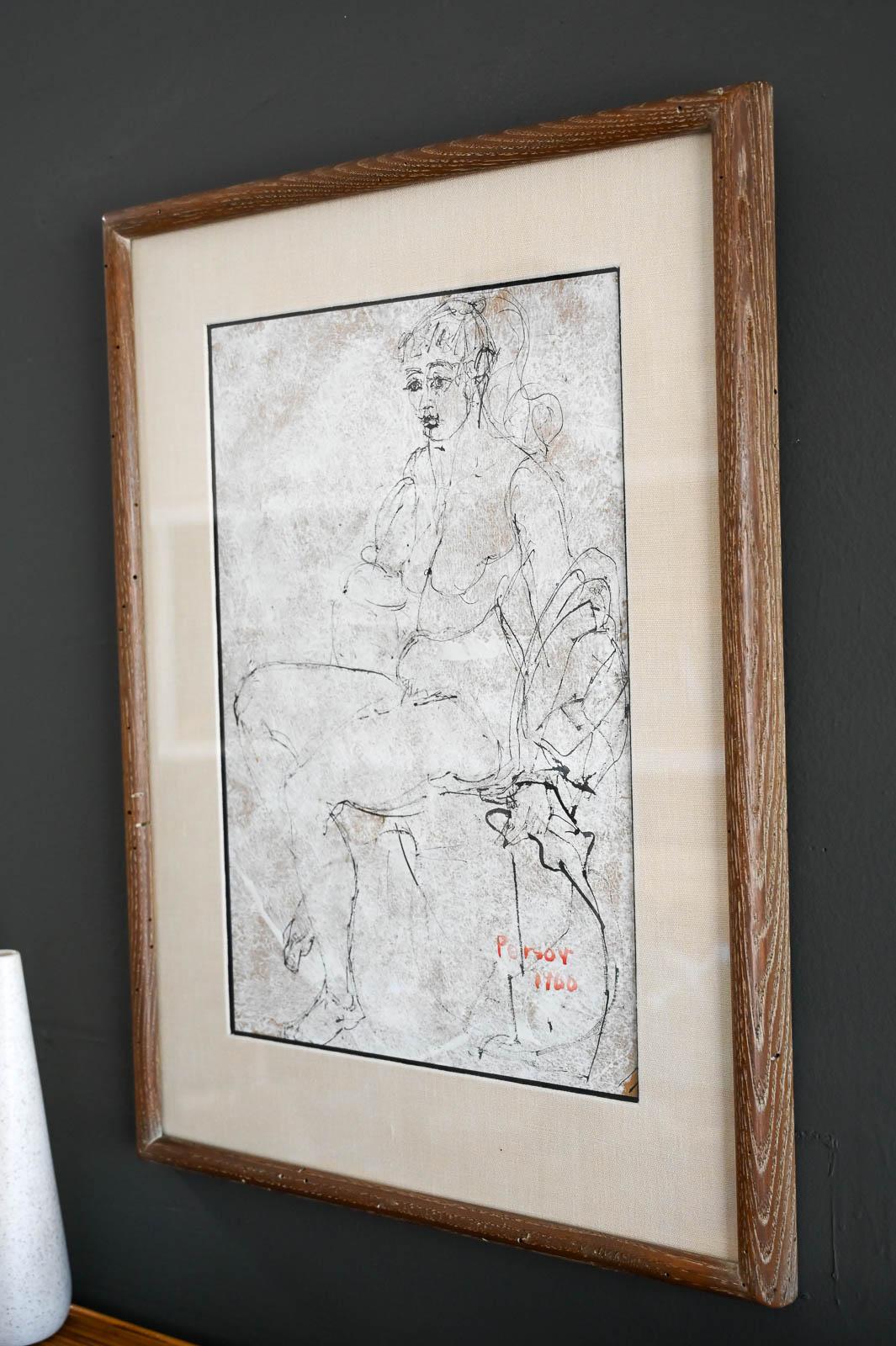 Mid-Century Modern Figurative Etching by Ann Marie Persov, 1960