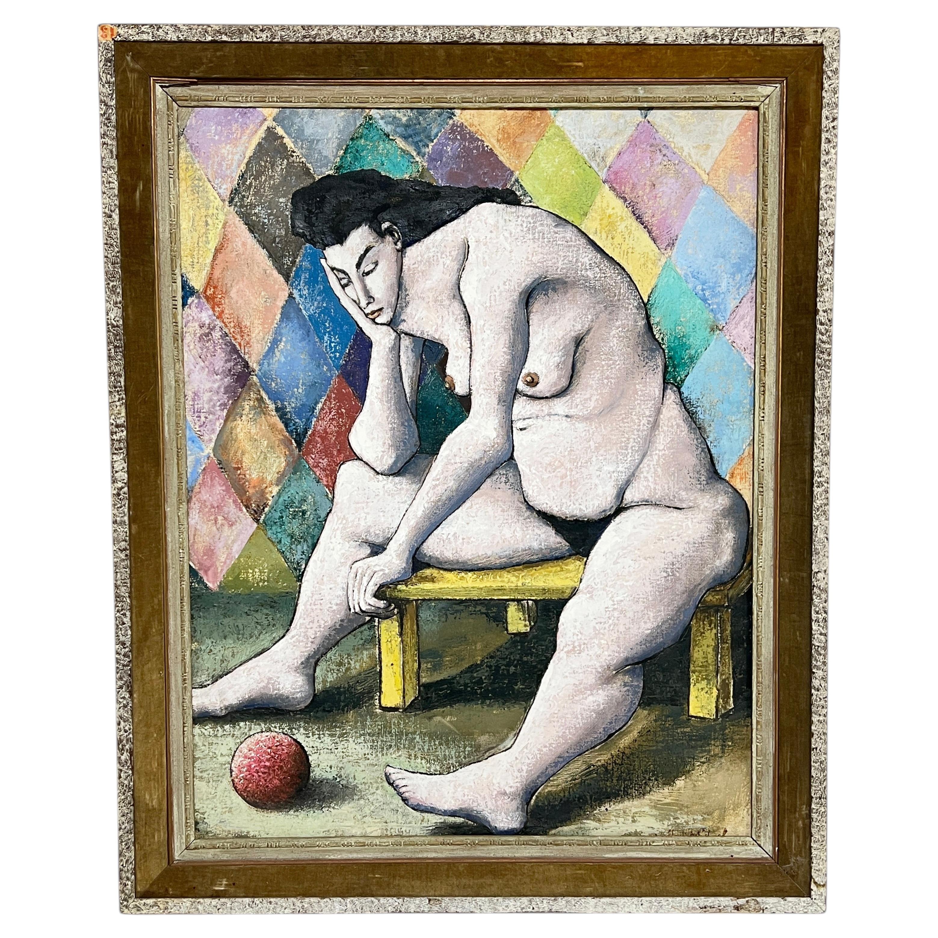 Desnudo figurativo expresionista de Wallace Michael, circa años 50