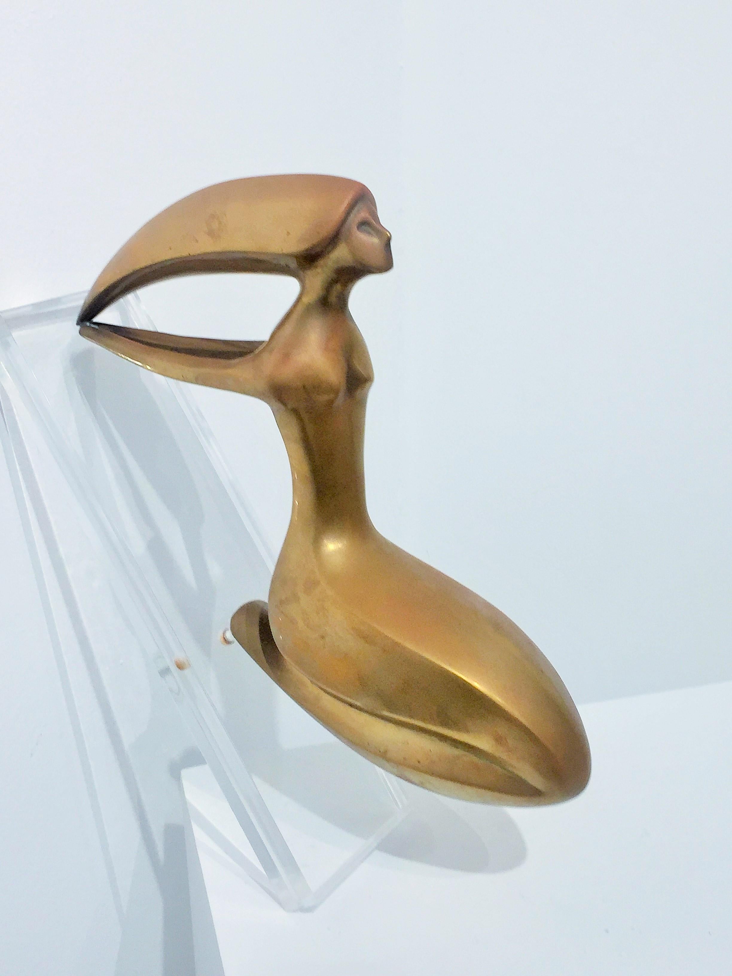 Unknown Figurative Female Brass Sculpture
