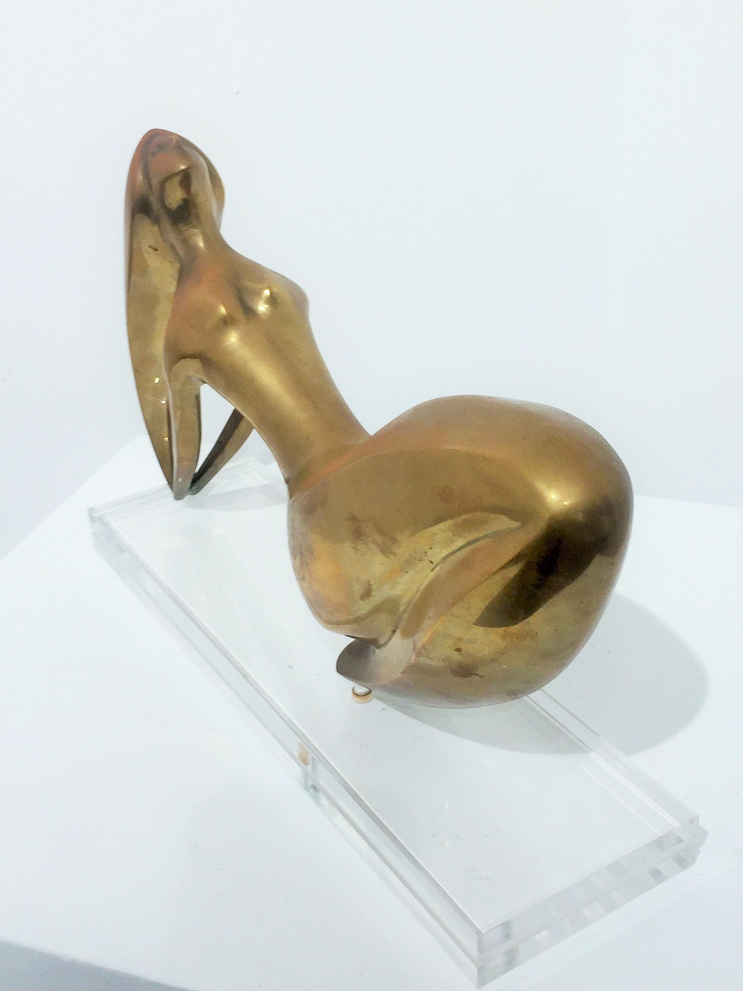 Figurative Female Brass Sculpture In Good Condition In San Diego, CA