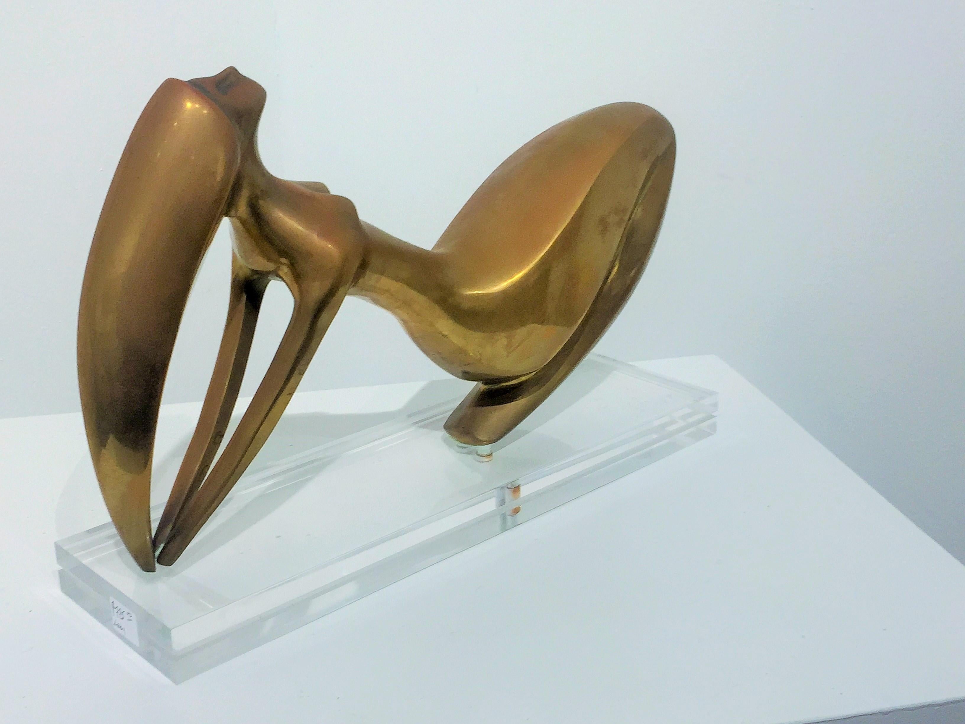 20th Century Figurative Female Brass Sculpture