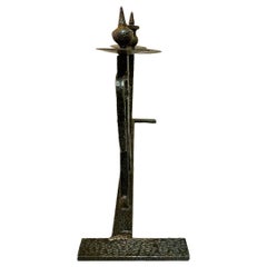 Figurative Hand Made Iron Candle Holder, 1970s