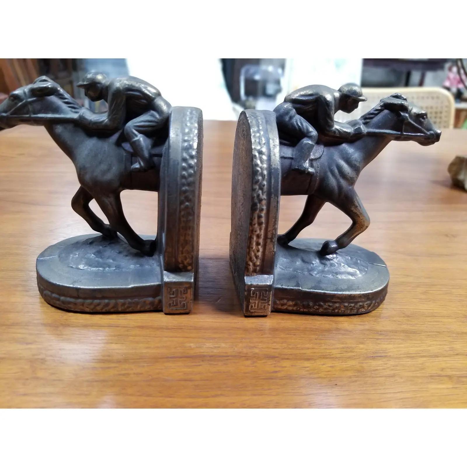 American Figurative Horse Jockey Bookends, 1950s
