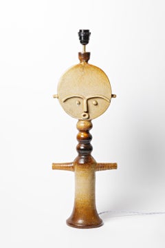 Figurative Large 20th Century Ceramic Brown and Black Table Lamp TOTEM