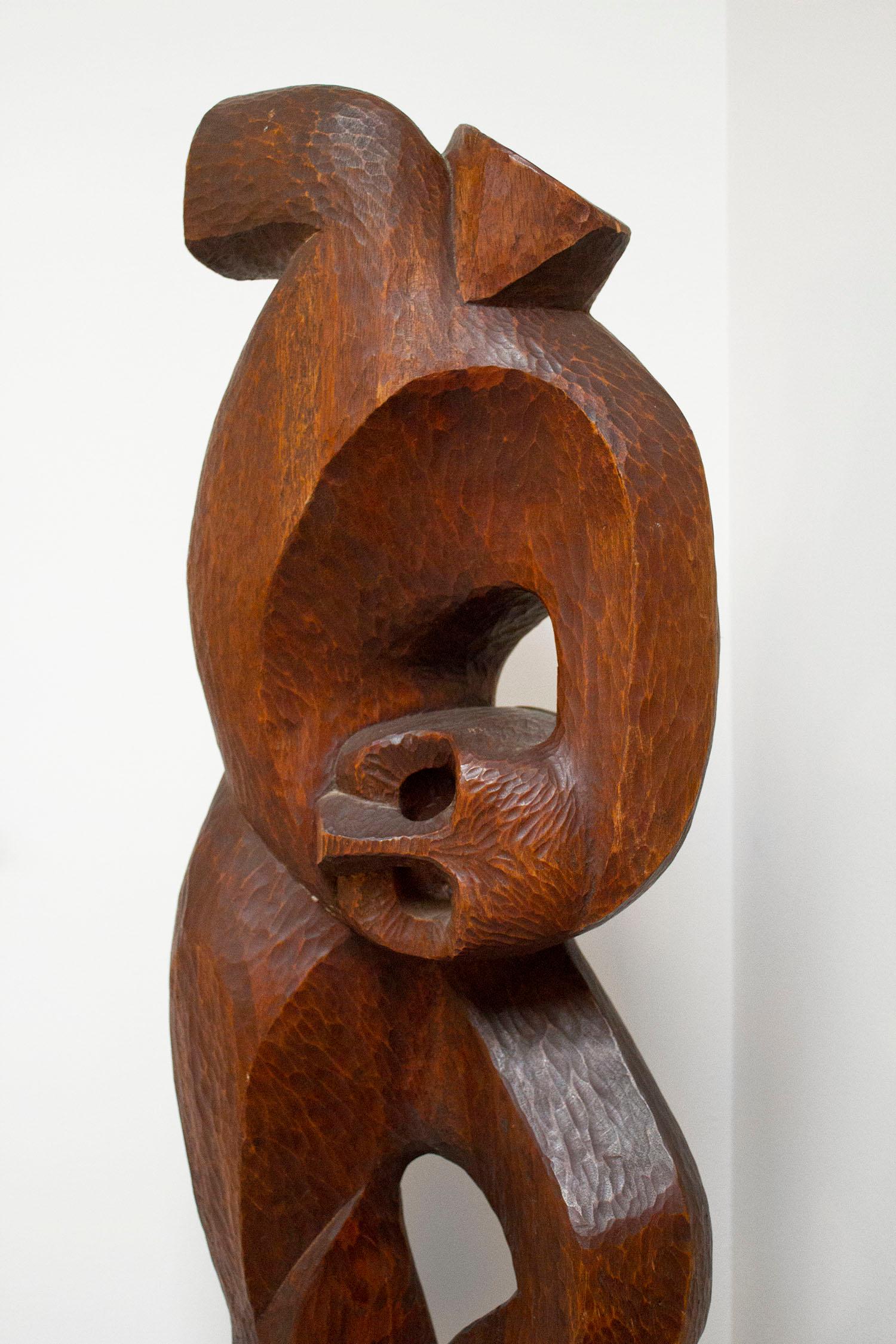 Figurative Mahogany Sculpture Mid-Century Modern 1950s Brazilian Abstract For Sale 3