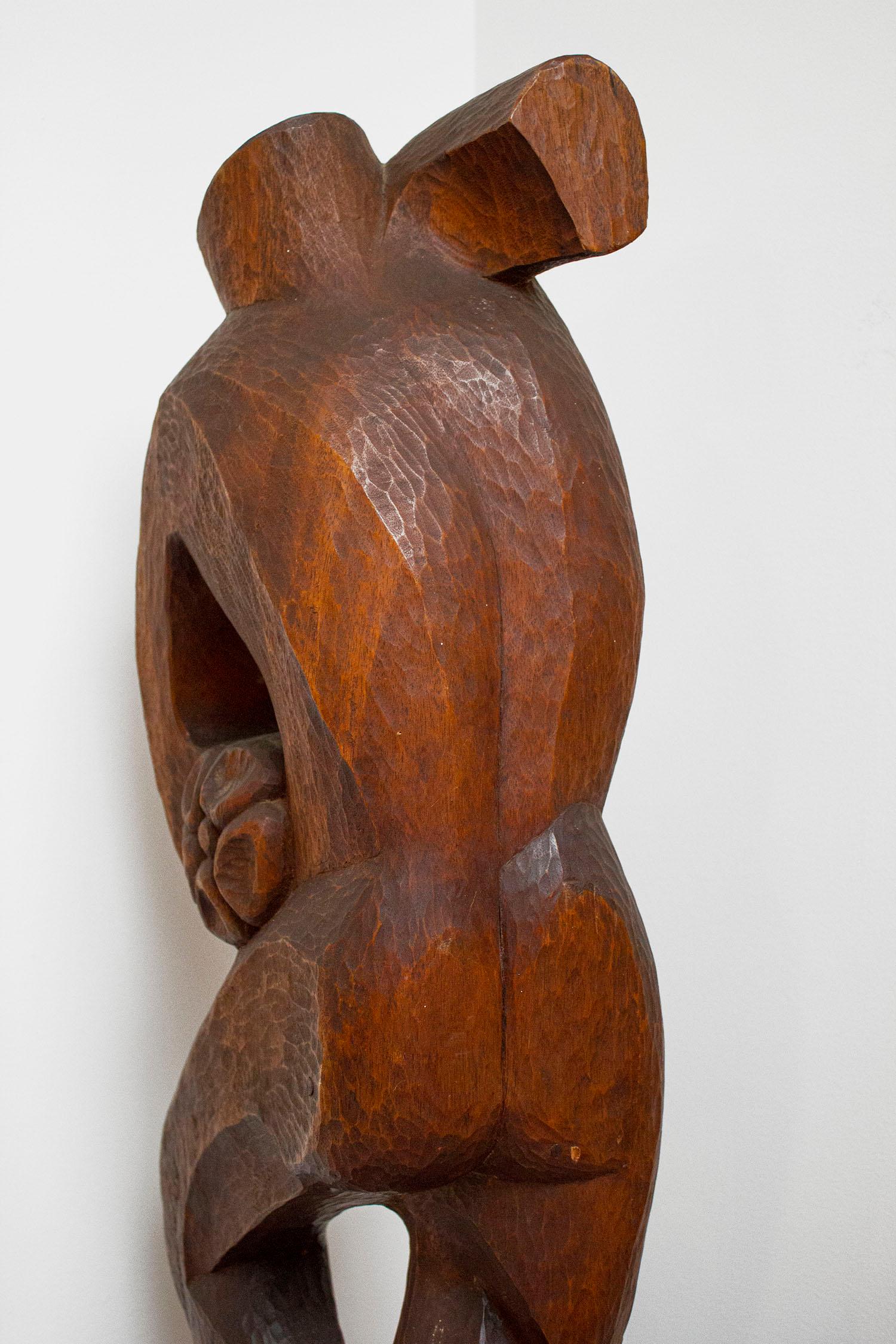 20th Century Figurative Mahogany Sculpture Mid-Century Modern 1950s Brazilian Abstract For Sale