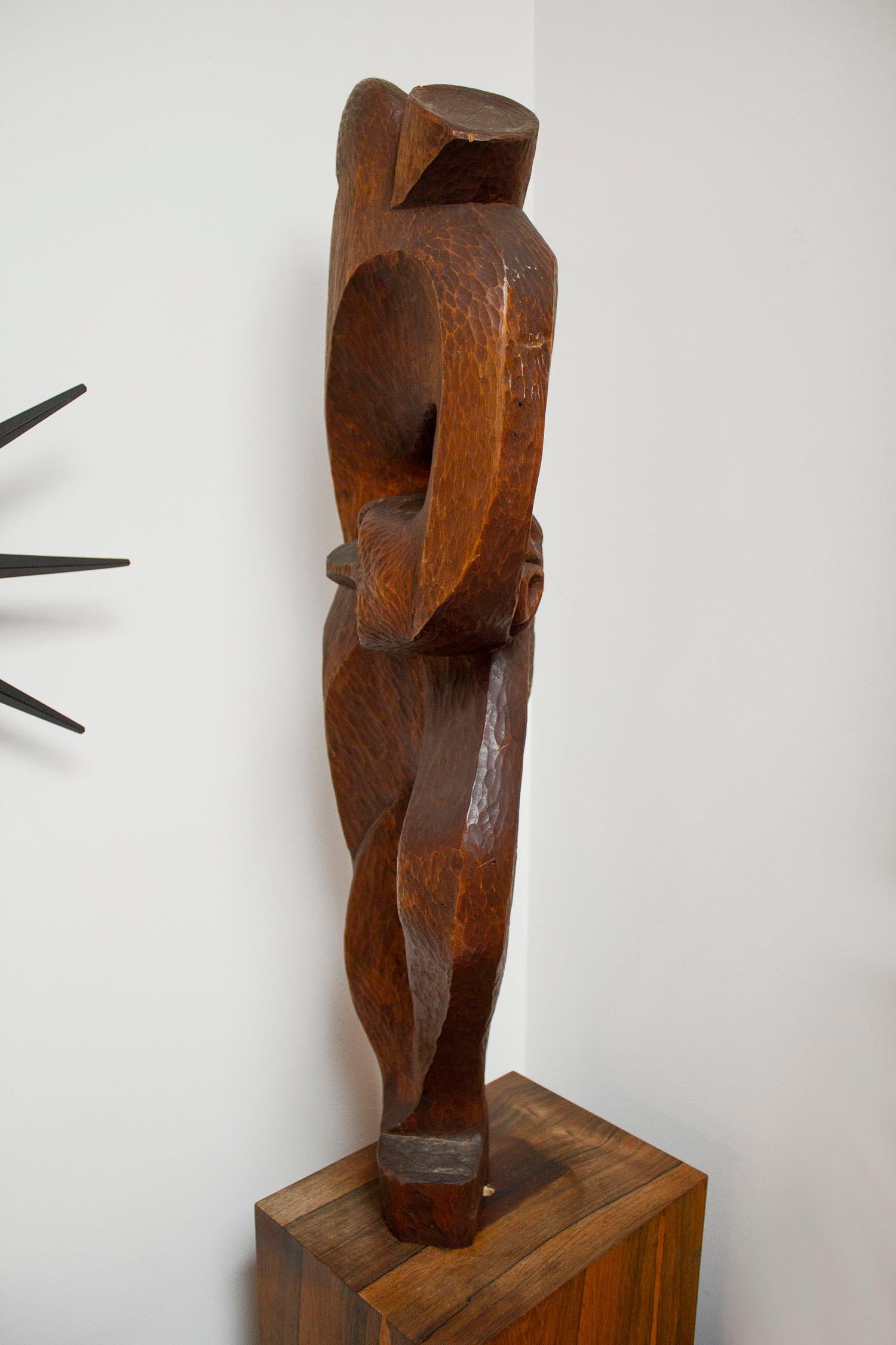 Figurative Mahogany Sculpture Mid-Century Modern 1950s Brazilian Abstract For Sale 2