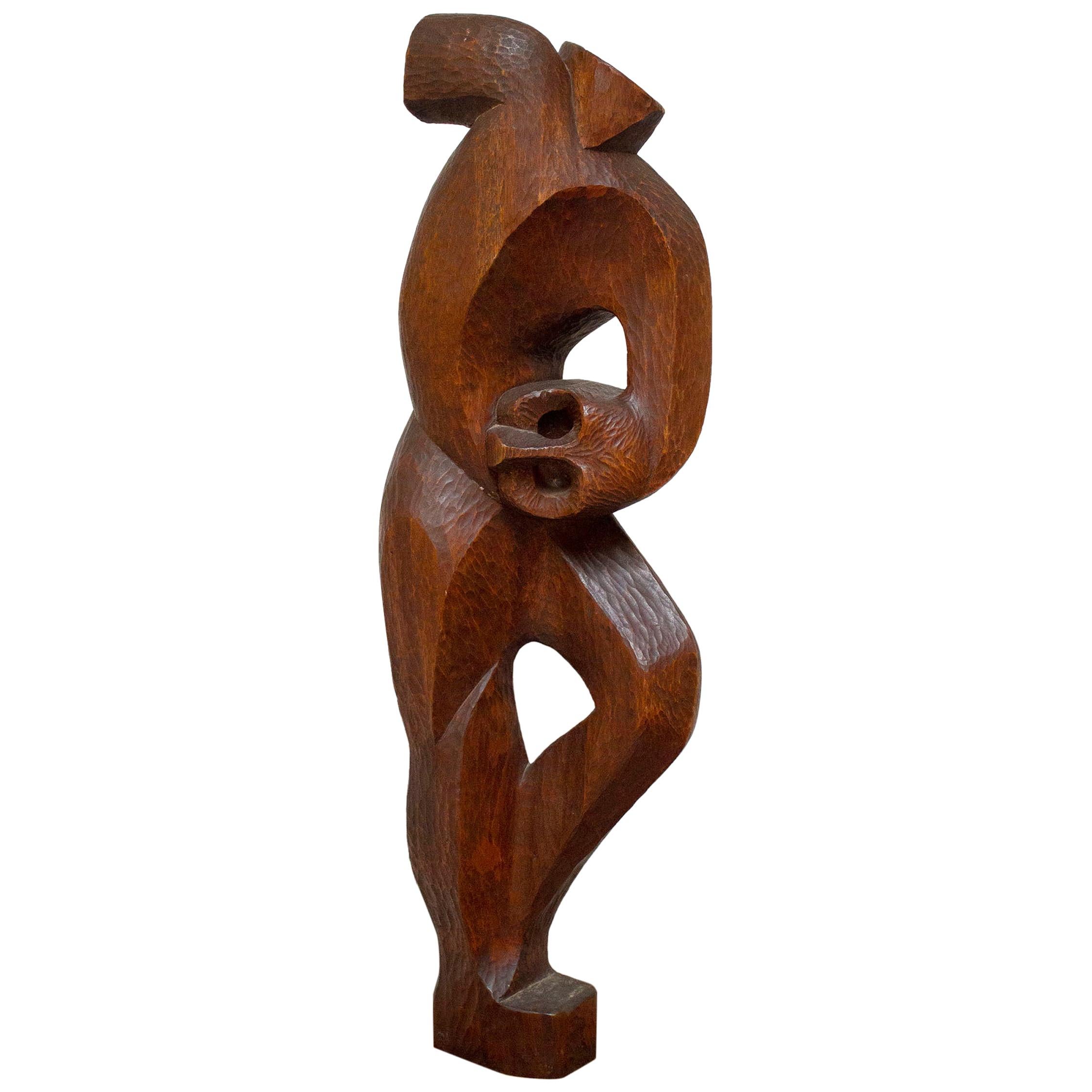 Figurative Mahogany Sculpture Mid-Century Modern 1950s Brazilian Abstract For Sale