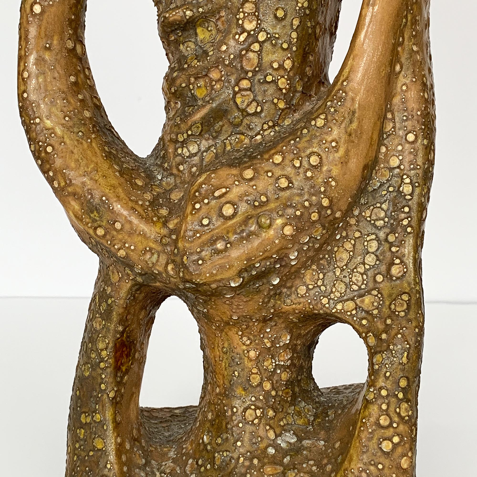 Figurative Male Abstract Lava Glaze Ceramic Sculpture, Signed 1961 1