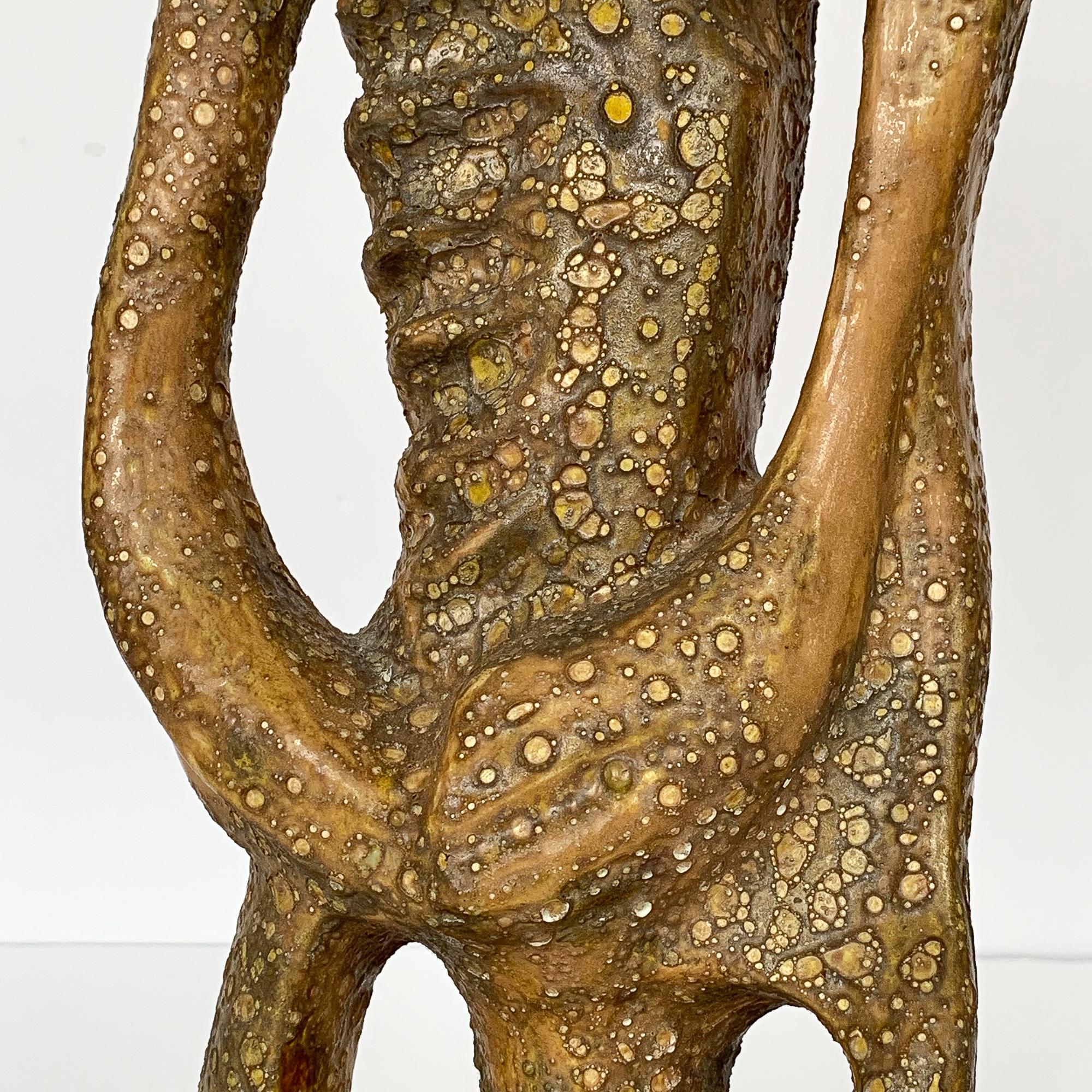 Figurative Male Abstract Lava Glaze Ceramic Sculpture, Signed 1961 2