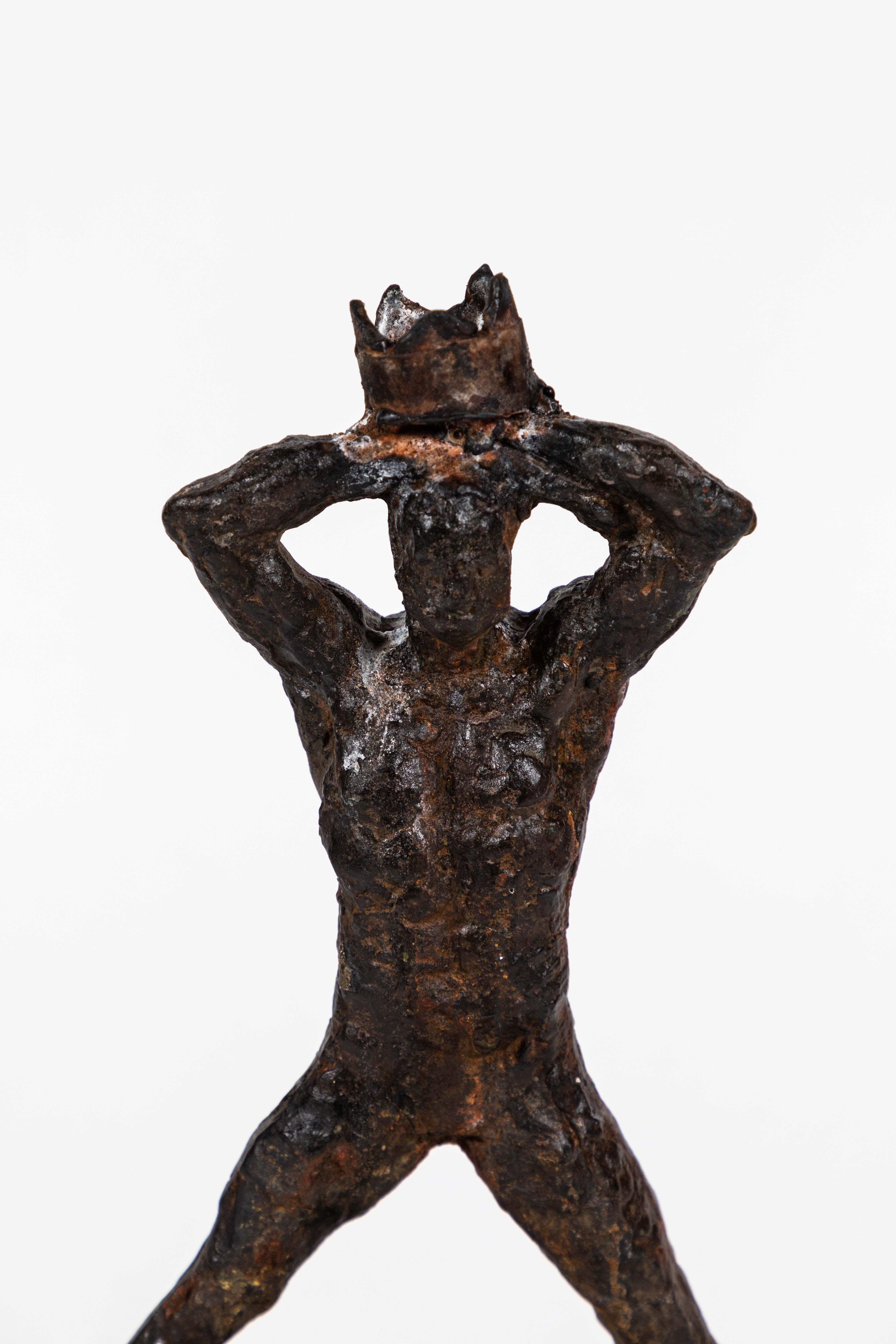 Late 20th Century Figurative Metal Sculpture Reminiscent of Basquiat For Sale