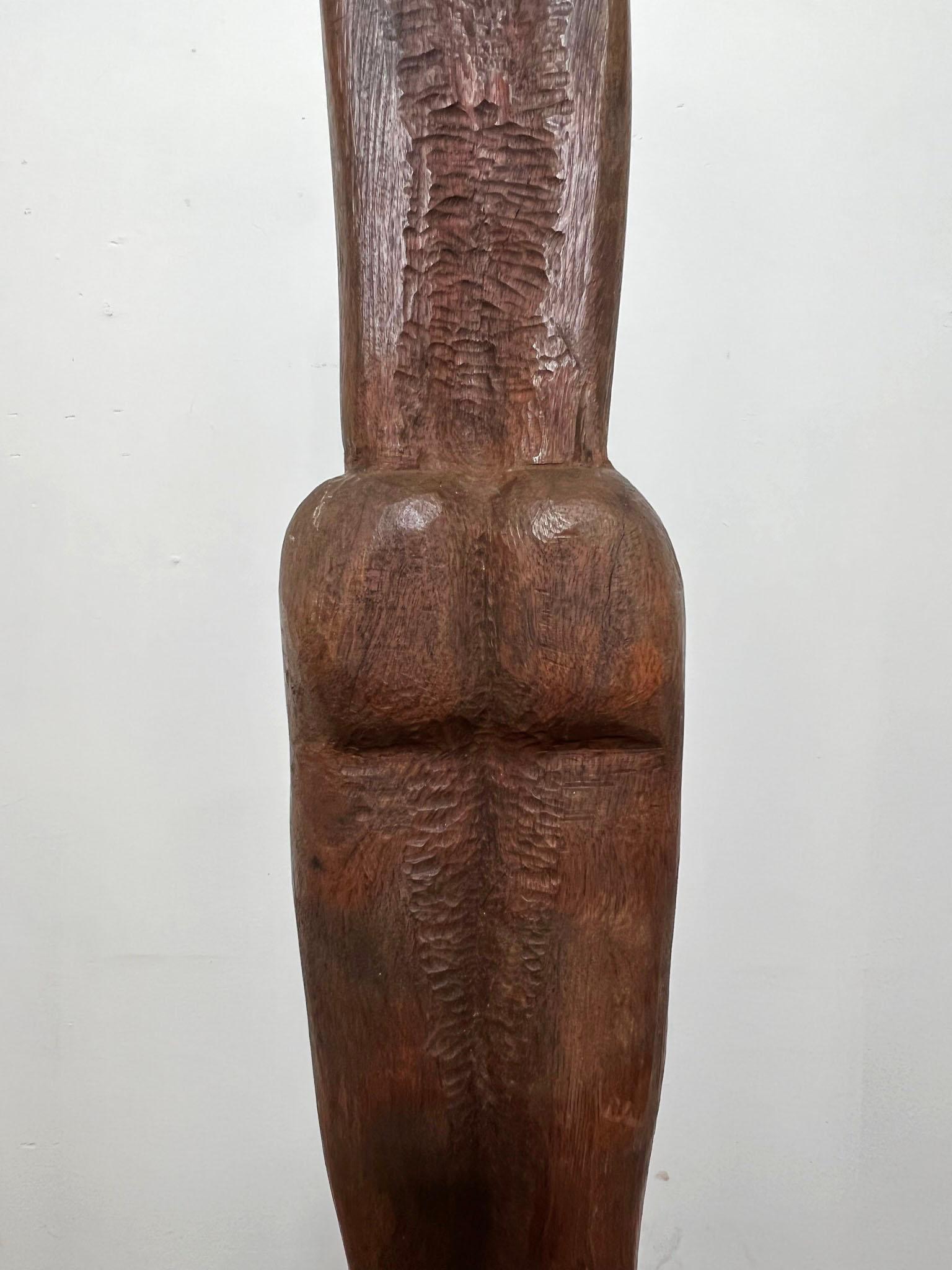 Figurative Modernist Nude Carved Wood Totem Sculpture circa 1970s 3