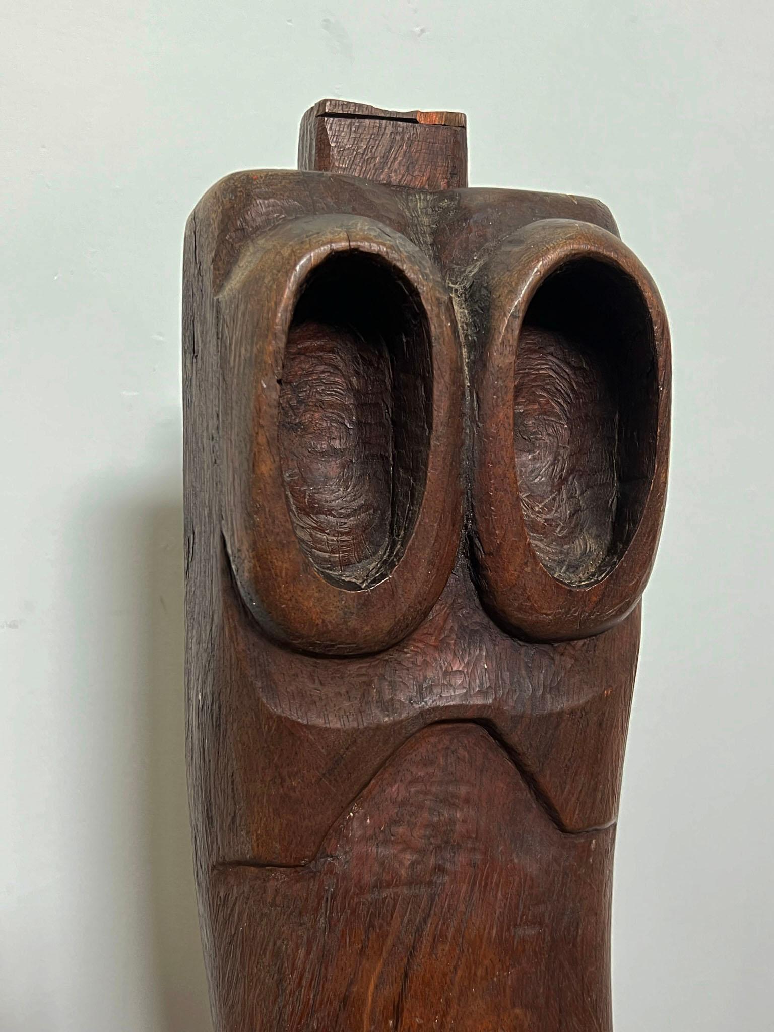 American Figurative Modernist Nude Carved Wood Totem Sculpture circa 1970s