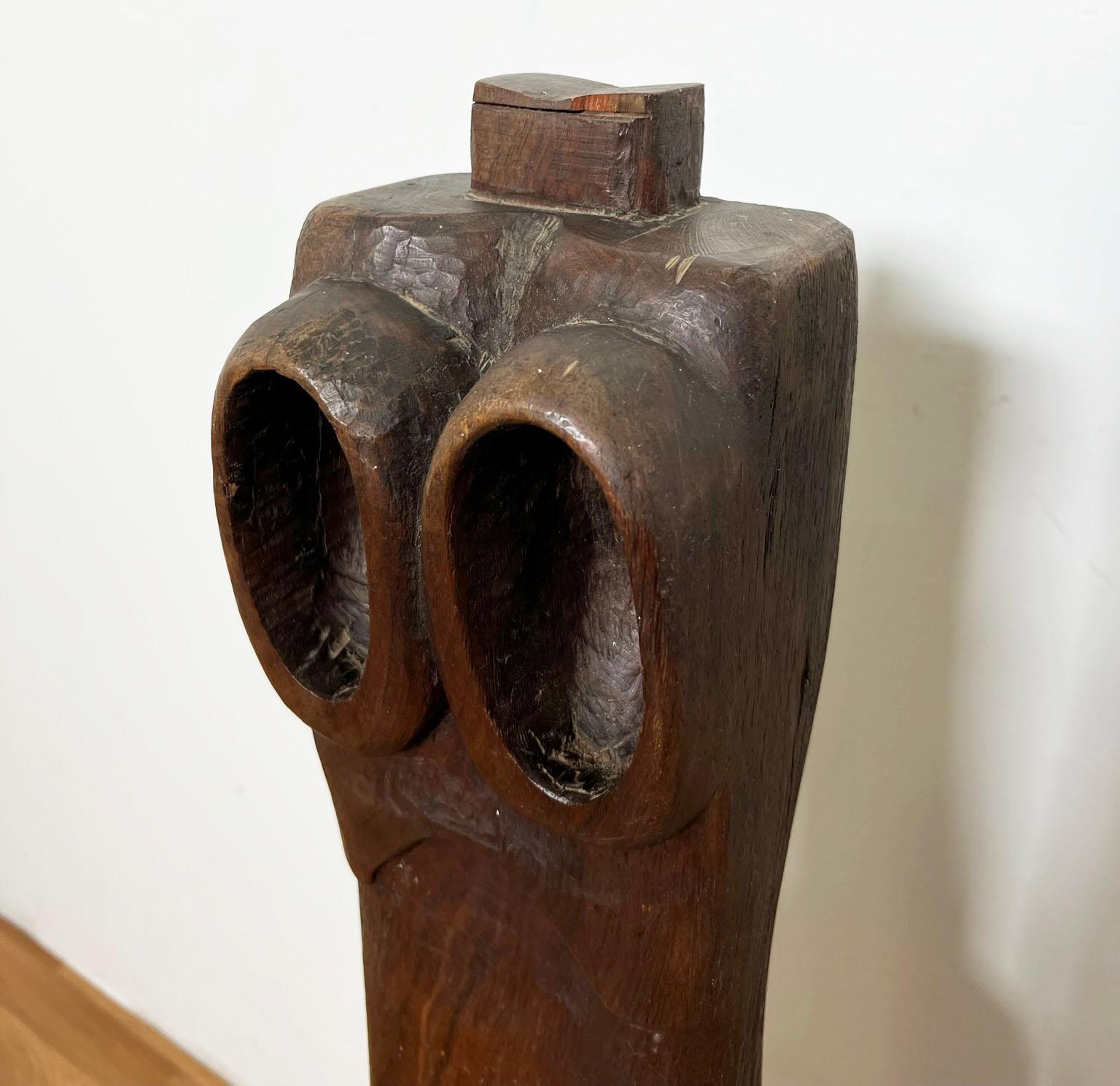 Figurative Modernist Nude Carved Wood Totem Sculpture circa 1970s In Good Condition In Peabody, MA