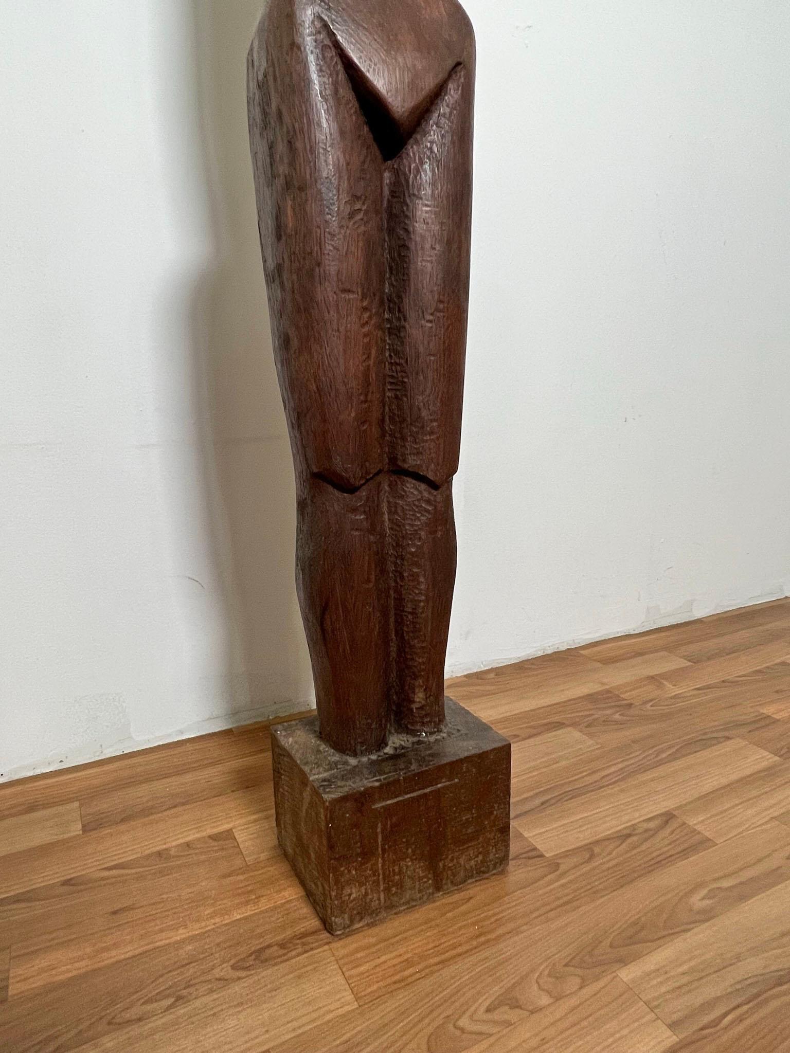 Late 20th Century Figurative Modernist Nude Carved Wood Totem Sculpture circa 1970s