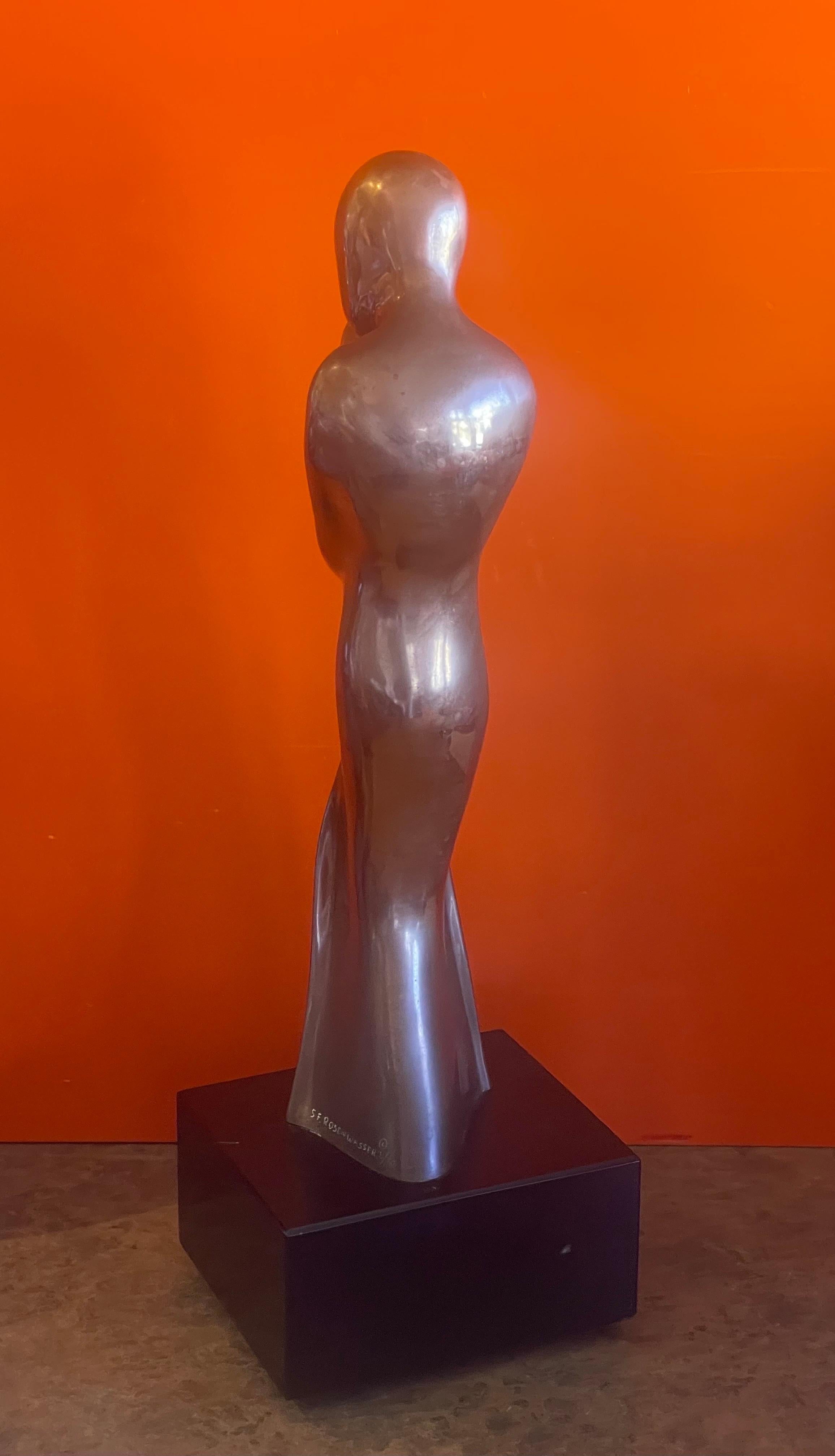 Figurative Mother and Child Bronze Sculpture on Marble Base by Sy Rosenwasser For Sale 1