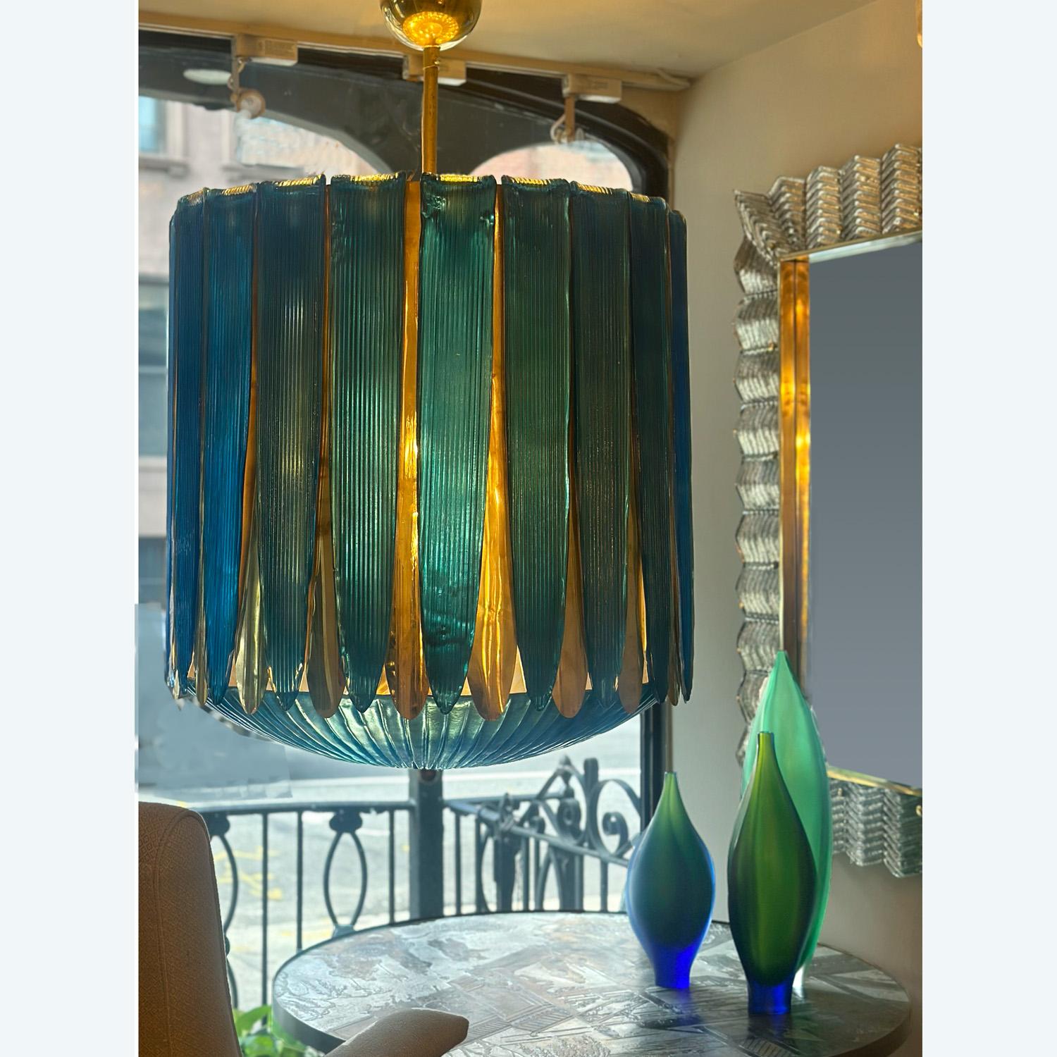 Figurative Murano Art Glass and Brass Hot Air Balloon Chandelier 1