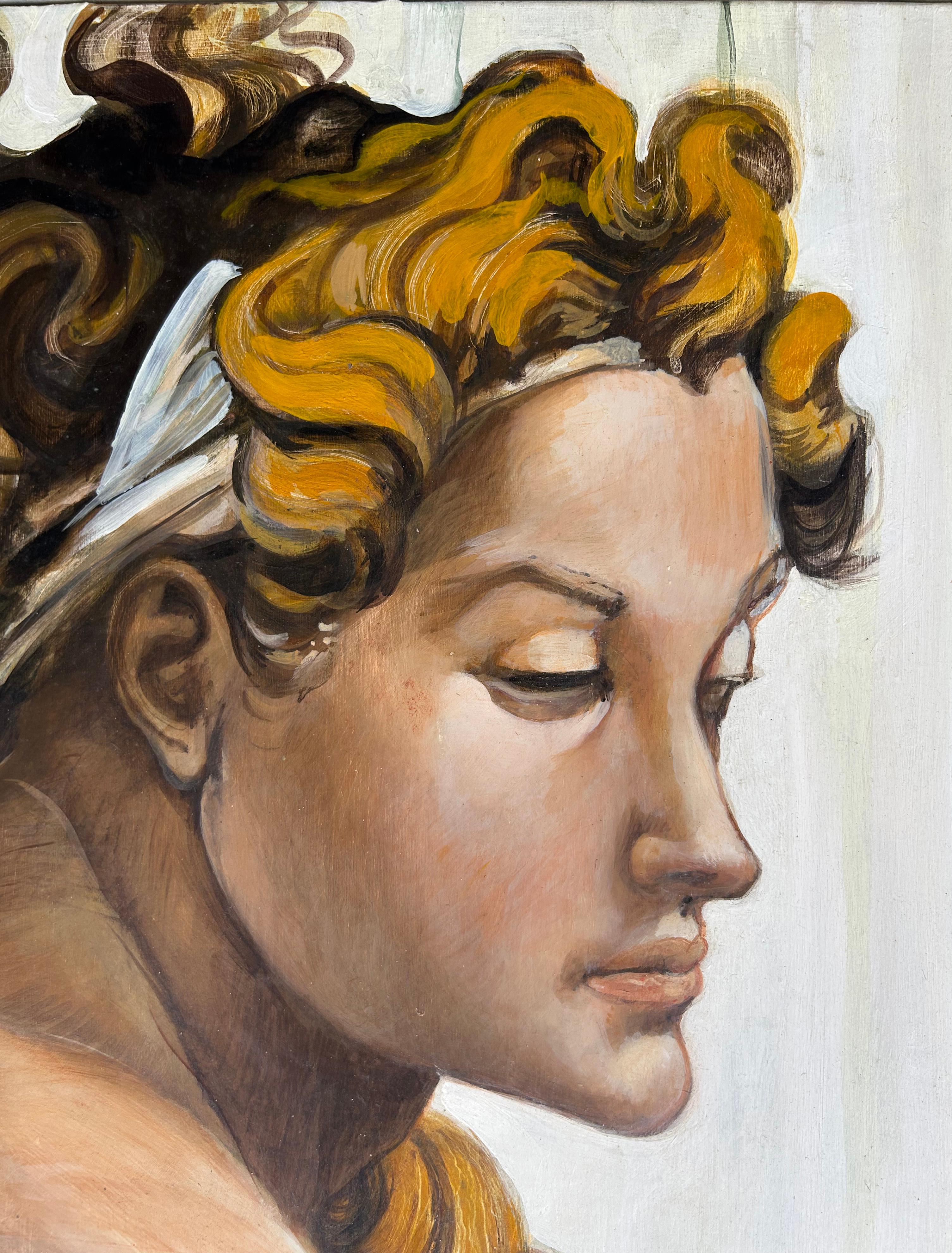 Figurative neoklassische Malerei von Gloria Lomas Kubanisch-amerikanische Künstlerin auf Holz

Zum Verkauf angeboten wird ein figuratives neoklassizistisches Gemälde auf Holzplatte der kubanisch-amerikanischen Künstlerin und Schmuckdesignerin Gloria