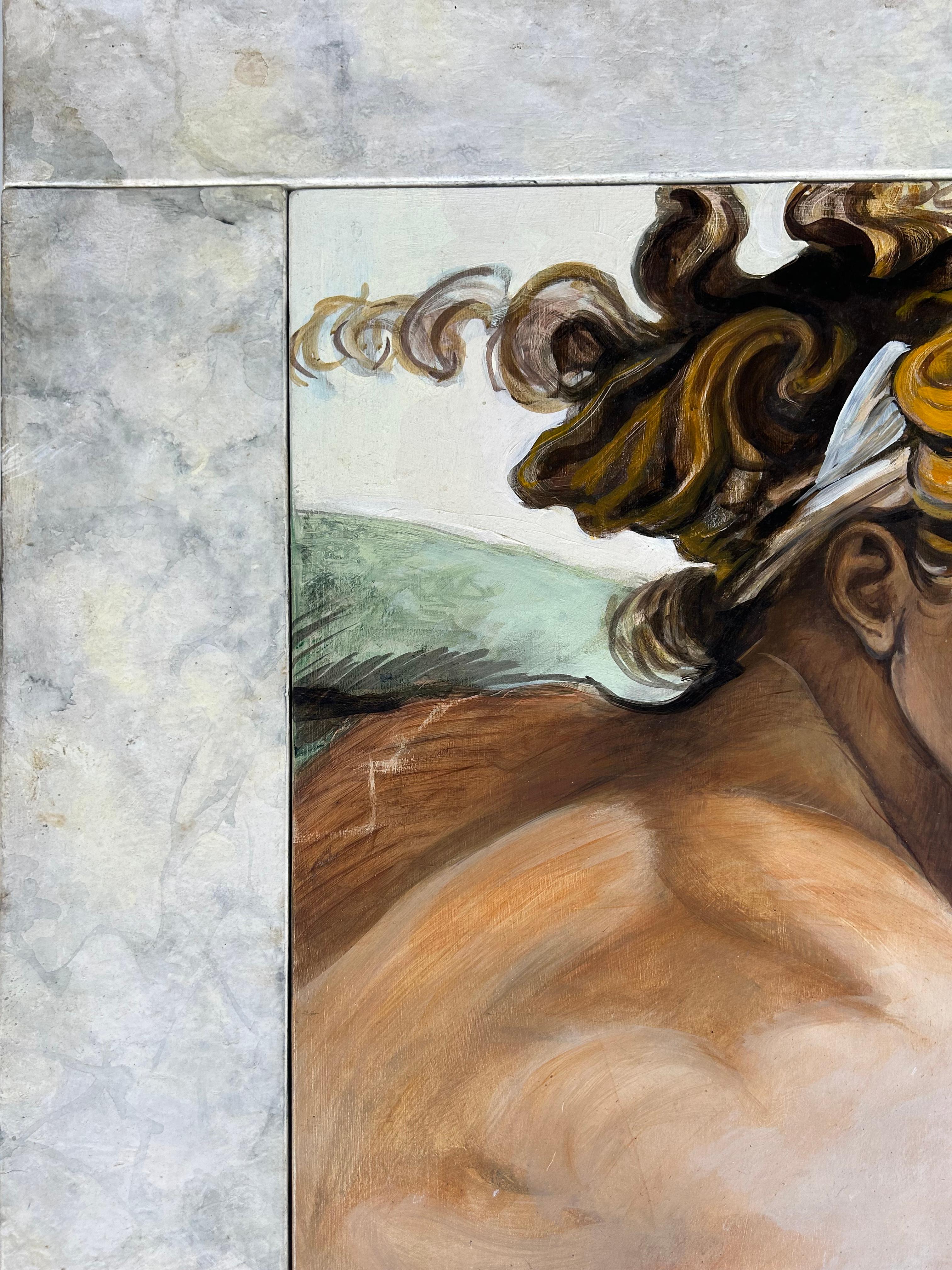 Figurative neoklassische Malerei von Gloria Lomas Kubanisch-amerikanische Künstlerin auf Holz (Neoklassisch) im Angebot