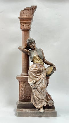 Figurative Orientalist White Metal Sculpture After Villanis