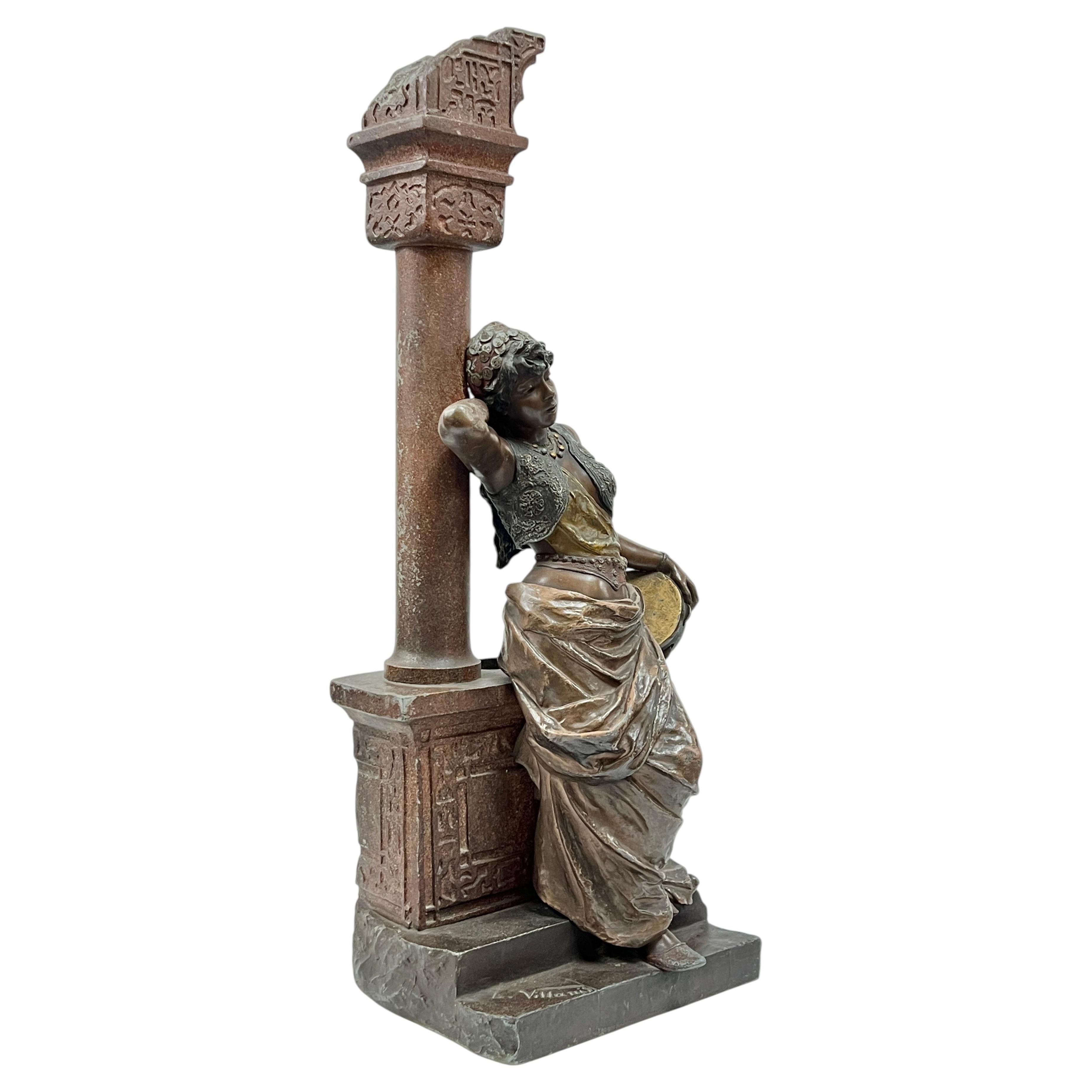 Figurative orientalistische Skulptur aus Weißmetall nach Villanis