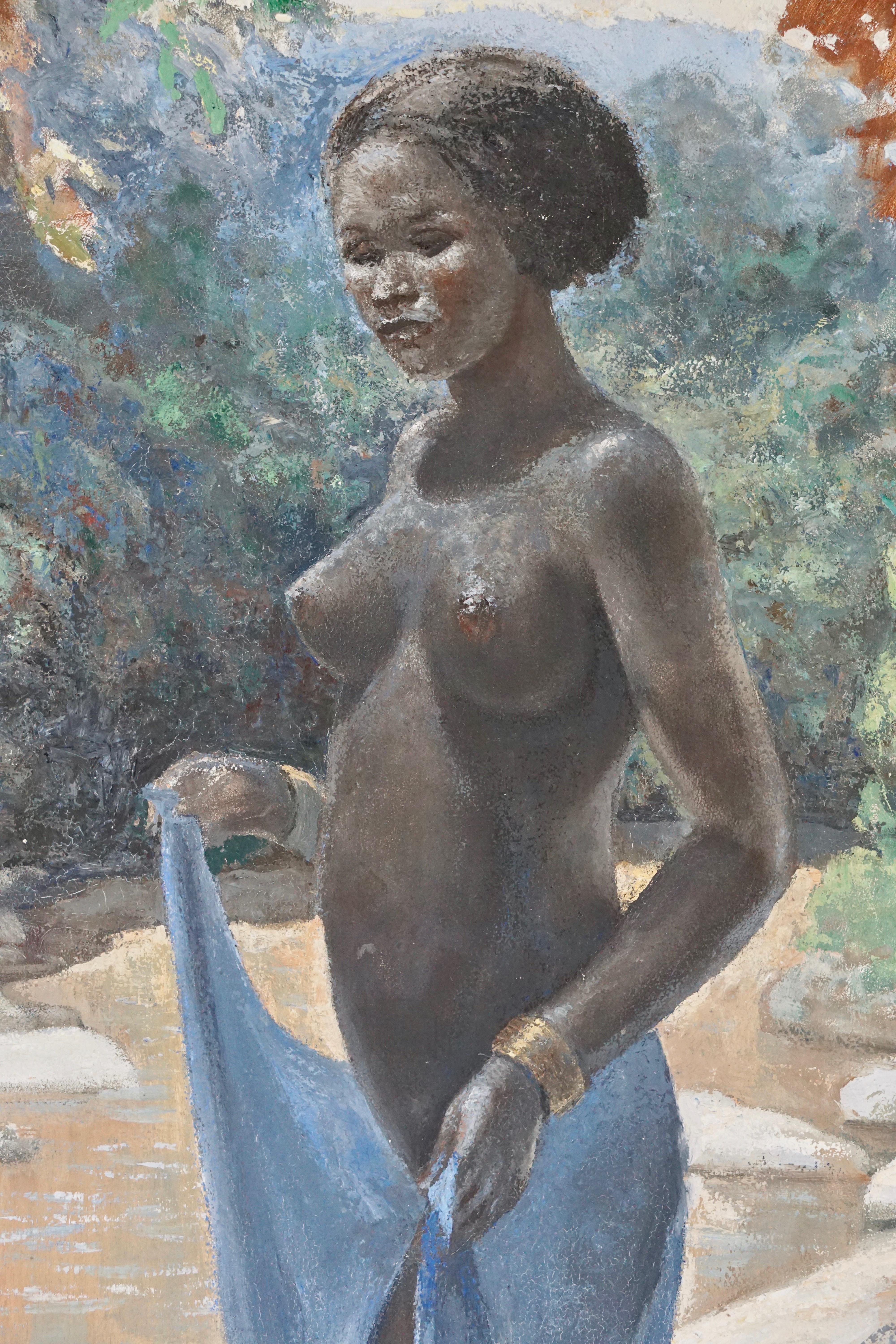Mid-Century Modern Peinture figurative d'une femme nue africaine par Rob Francken en vente