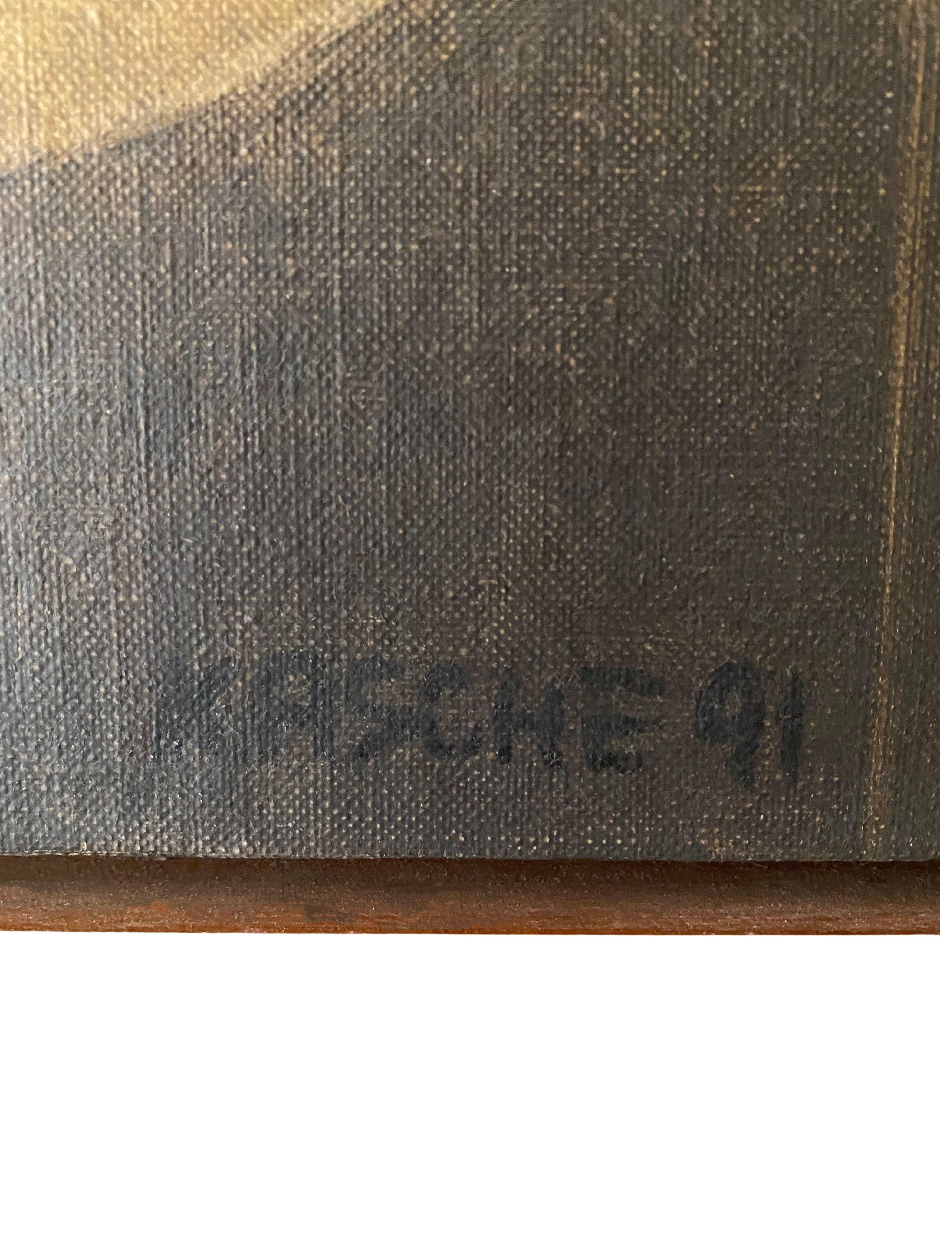 German Figurative Painting of Female Signed Kasche 91